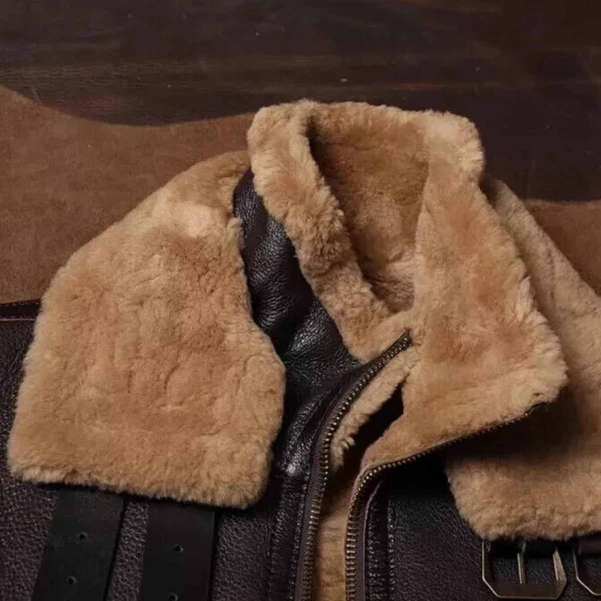 Men’s Vintage RAF B3 Aviator Shearling Genuine Sheep Leather Winter Jacket