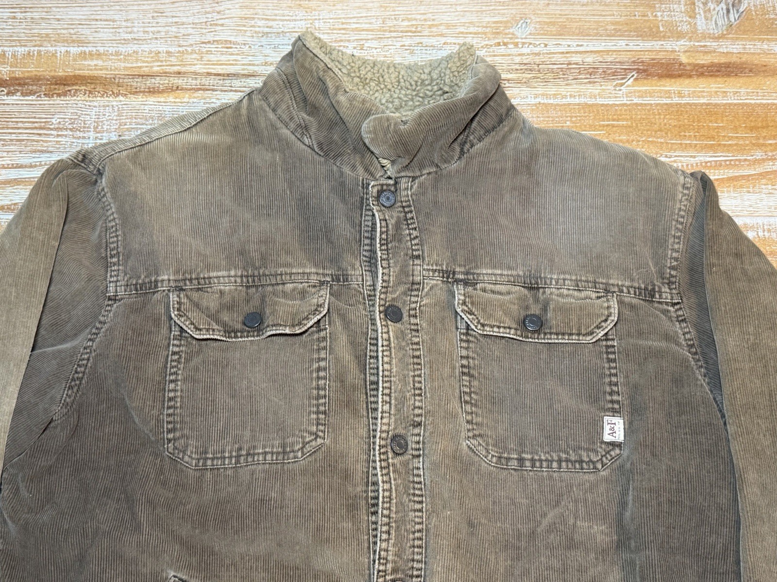 Abercrombie And Fitch Corduroy Jacket Sherpa Lined Size L Vintage Y2K