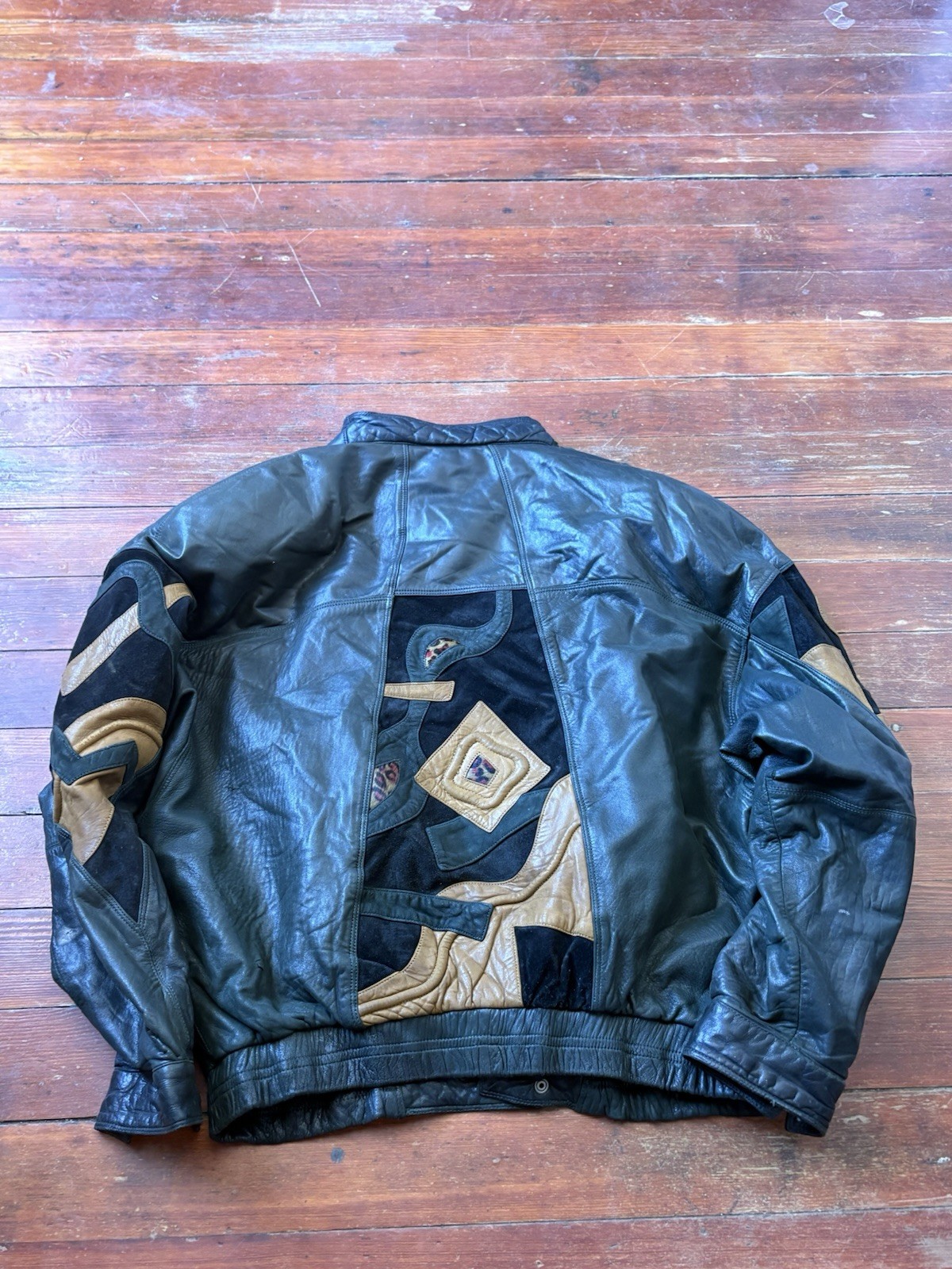 Pelle Pelle Leather Jacket by Marc Buchanan Size 40 Vintage 90s Rare Green READ