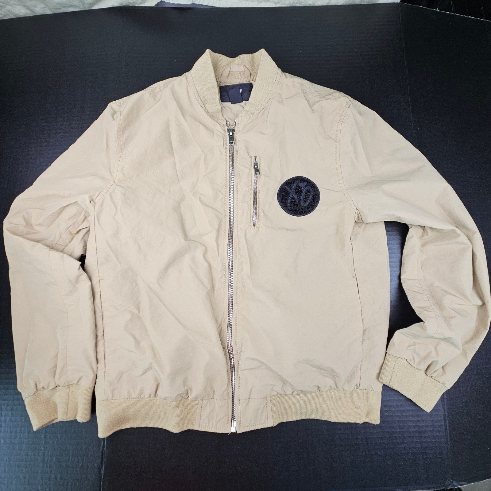 HM The Weeknd XO Starboy Bomber Jacket Mens Medium Tan Beige Spring Icons 2017