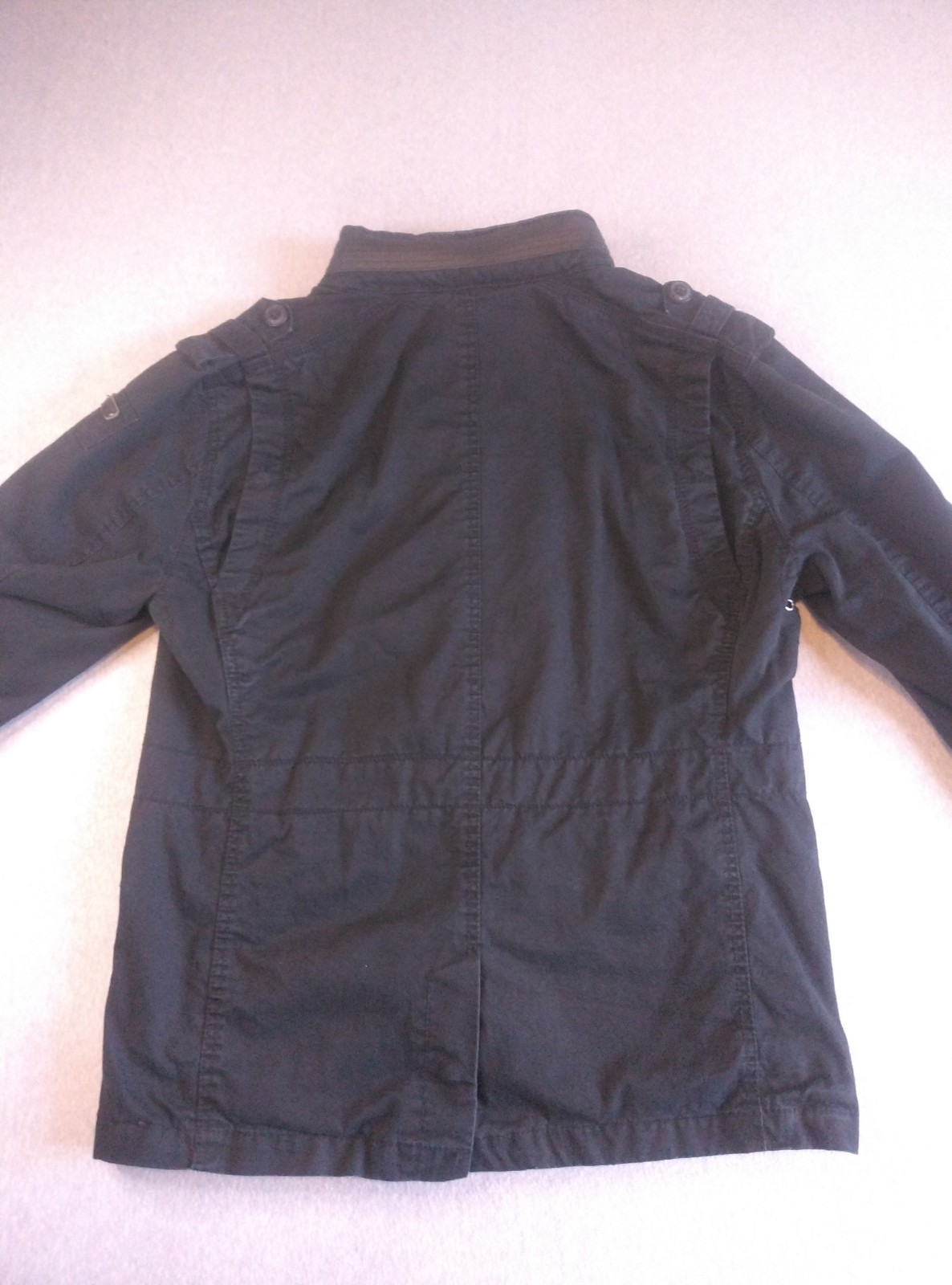 Vintage Brandit Black Britannia Field Coat Jacket Madein Germany Hidden Zip Hood