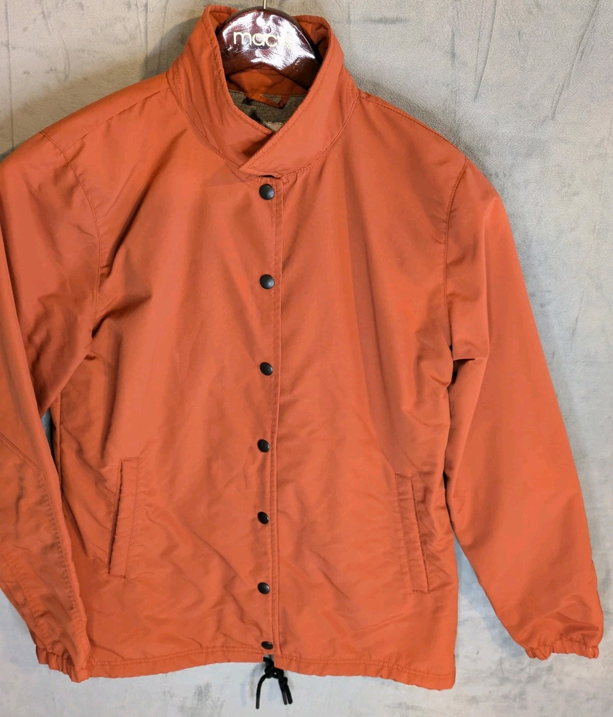 American Giant Stadium Coach’s Jacket Nylon Drawstring Button Up Orange Men’s S