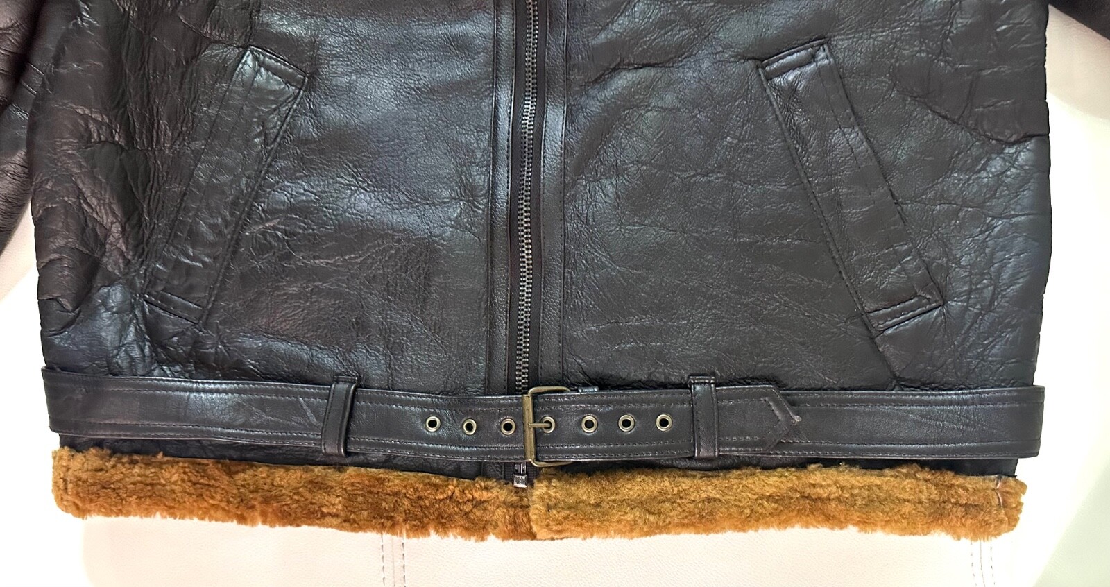 Men’s Shearling Fur Coat Flight Jacket B-3 Bomber 100% Sheep Leather 🇺🇸 seller