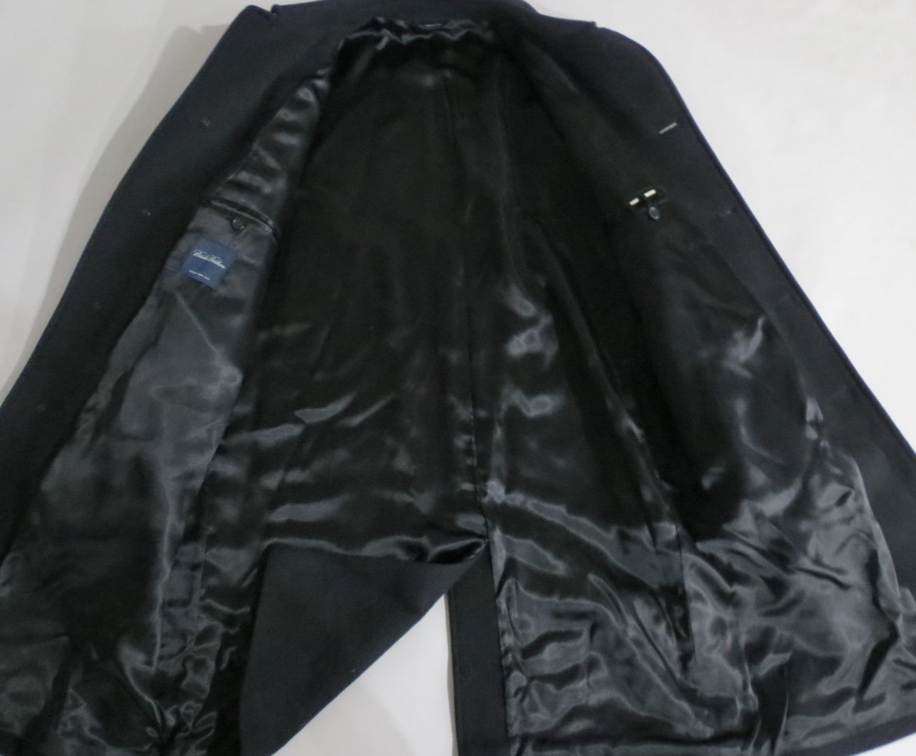 Brooks Brothers EST 1818 black four button 100% lambswool topcoat 46 R