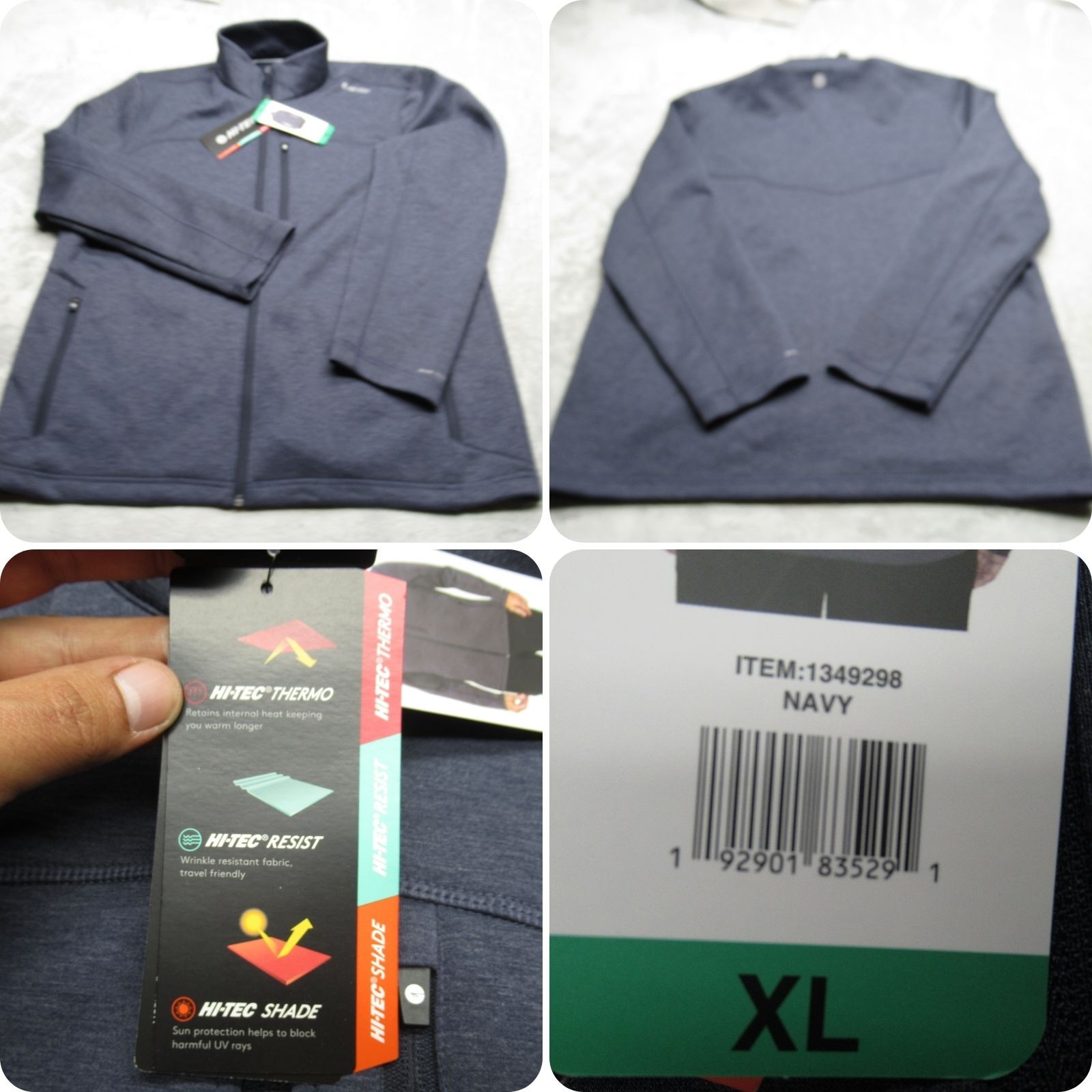 Hi-Tec Thermo Jacket Mens XL Navy Full Zip Performance Softshell Thermal NEW