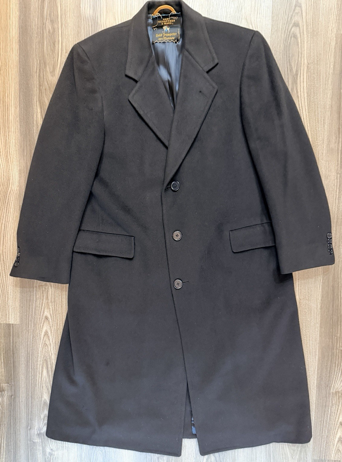 VTG Hart Schaffner & Marx Gold Trumpeter Overcoat Men 40R 100% Cashmere Measured