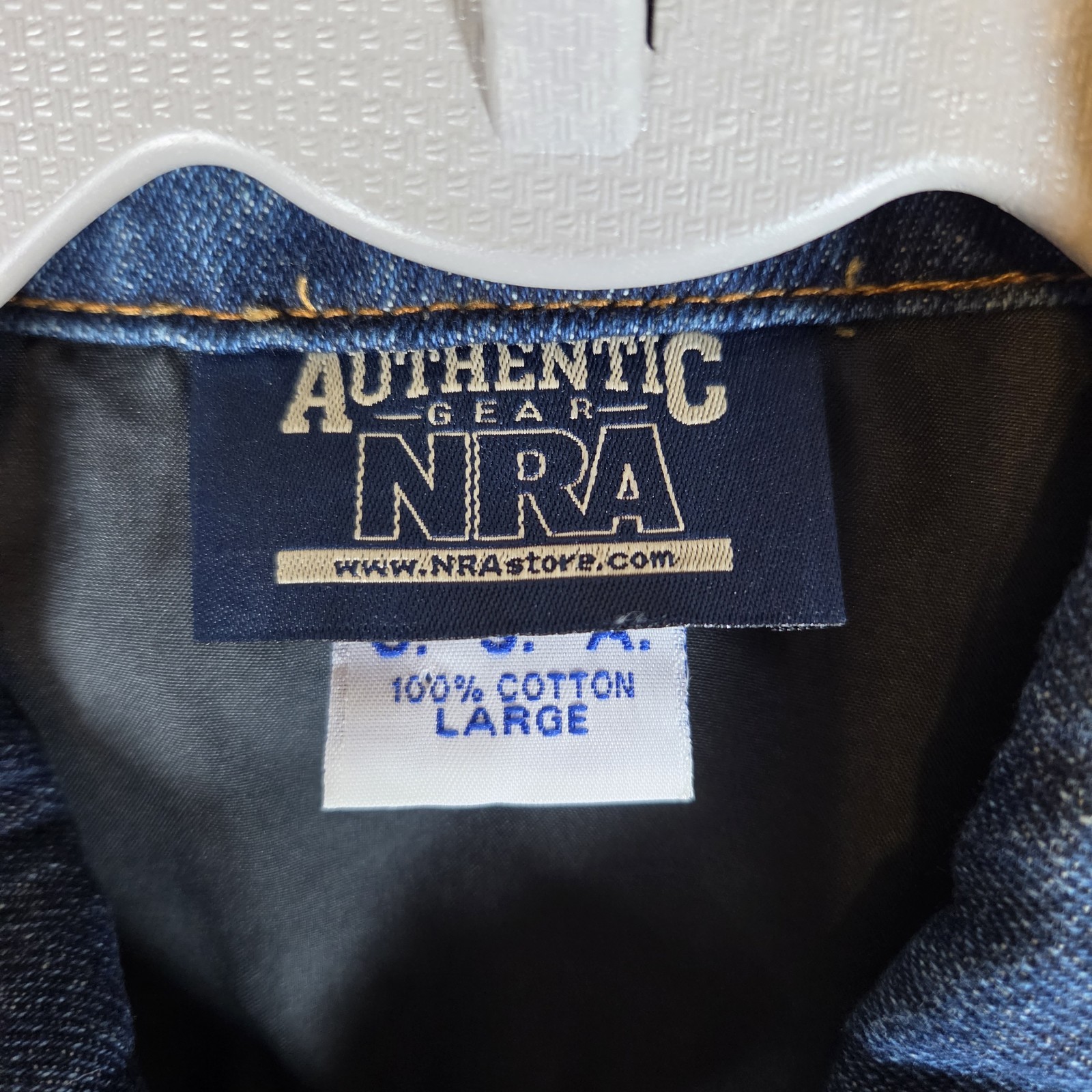 NRA vintage authentic mens LG denim snap vest concealed carry weapon holds ammo