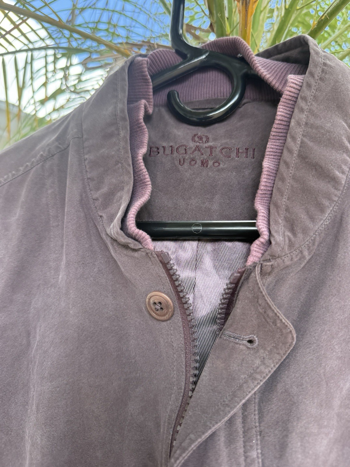 BUGATCHI UOMO Silk Burgundy Bomber Jacket Mens Size L