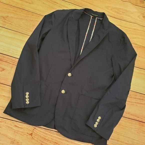 Tailor Vintage Blazer Mens 42R Navy Blue Jacket Two Button Sport Lightweight