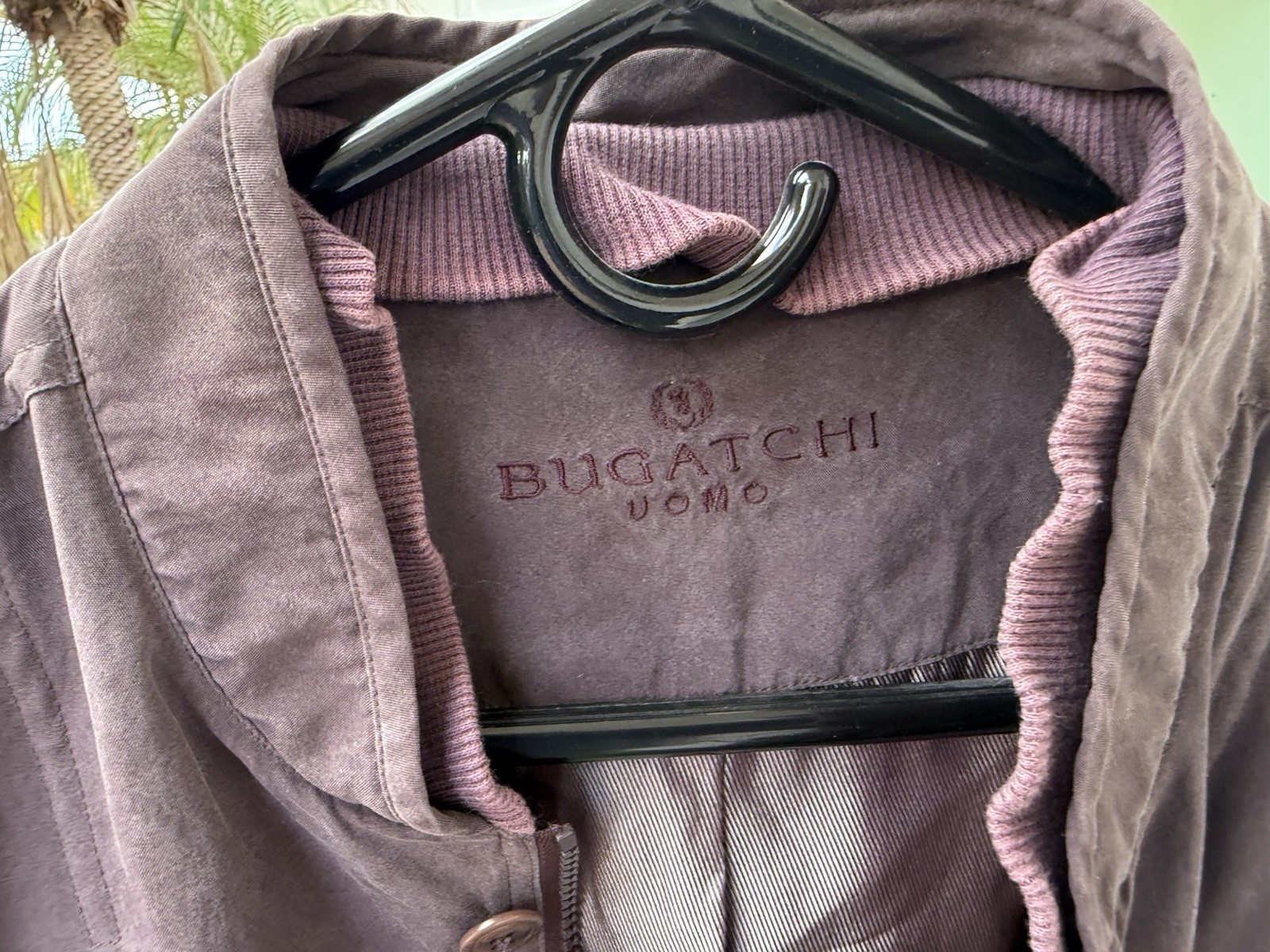 BUGATCHI UOMO Silk Burgundy Bomber Jacket Mens Size L