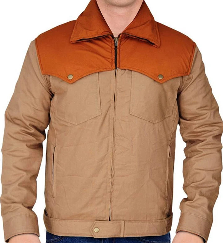 Mens Classic Bomber Cotton Jacket Yellow Stone John Dutton Kevin Costner XS-4XL