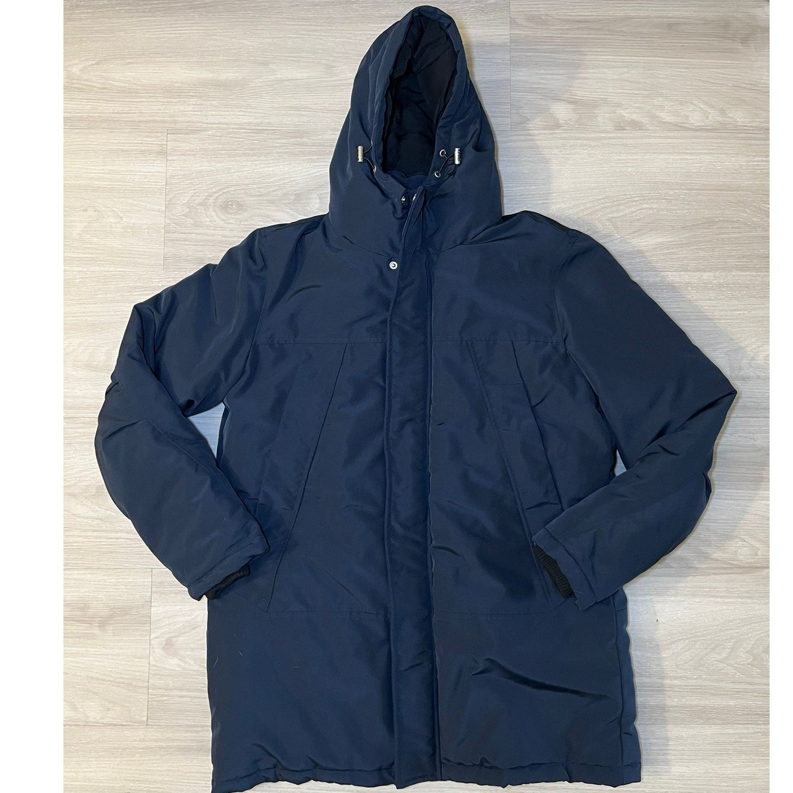 Primark Men’s Navy Blue Hooded Parka Jacket Medium Shower Resistant Thermal