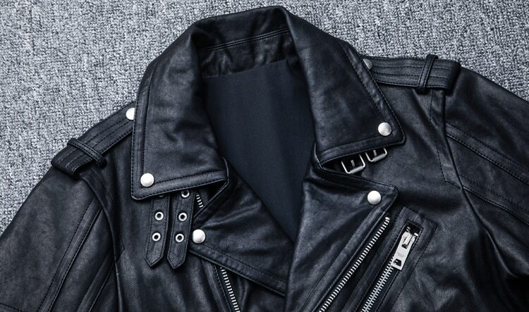 Men’s Real Natural Leather Bikers Jacket Brando Jacket With Belts & Zips Jacket
