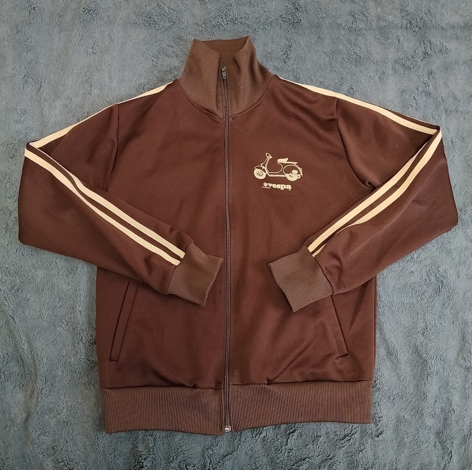 Vespa Piaggio Scooter Hoodie Hooded Sweat Jacket With Zip Brown Size M