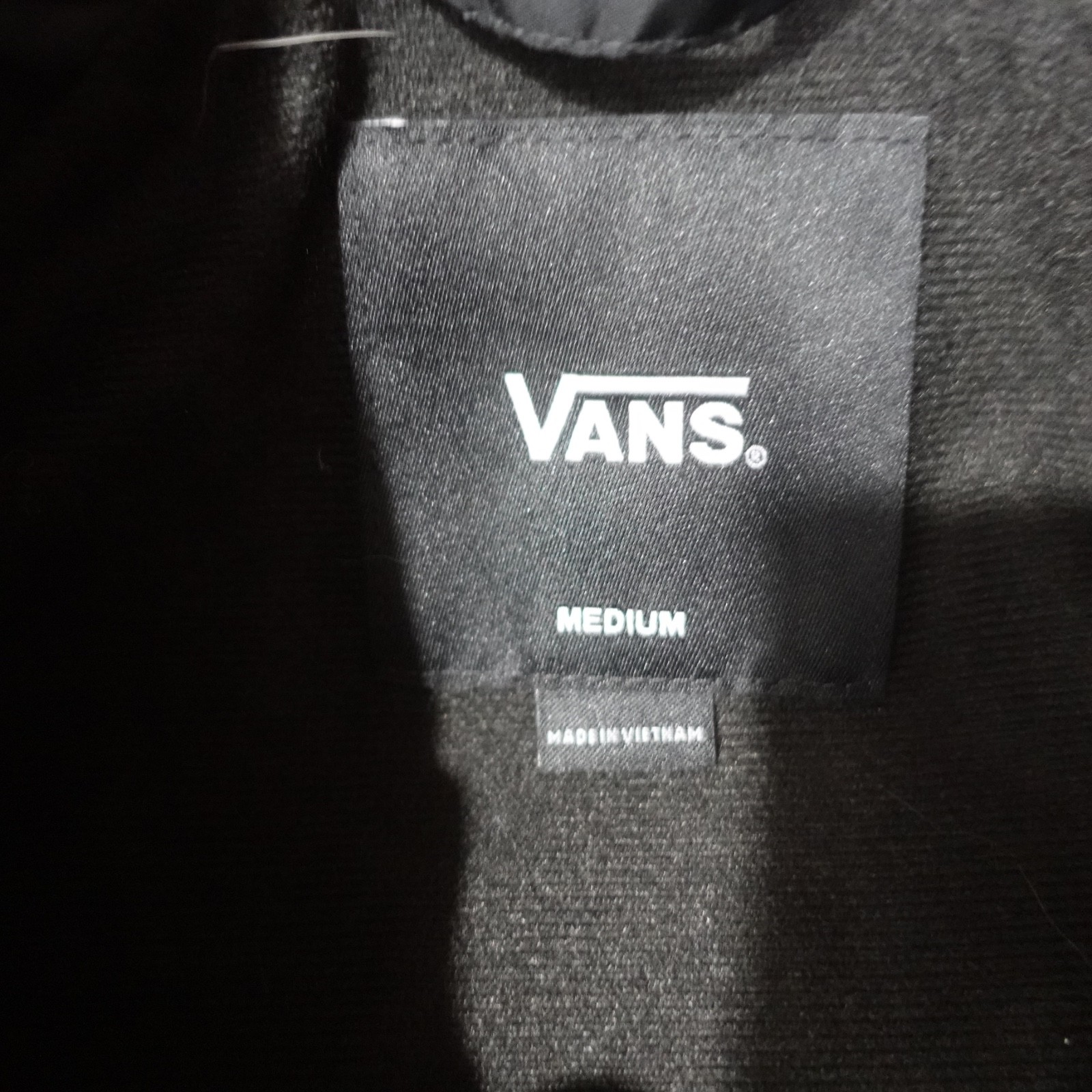 Vans Jacket Mens M Black Windbreaker Collared Lined Snap Pockets Drawstring