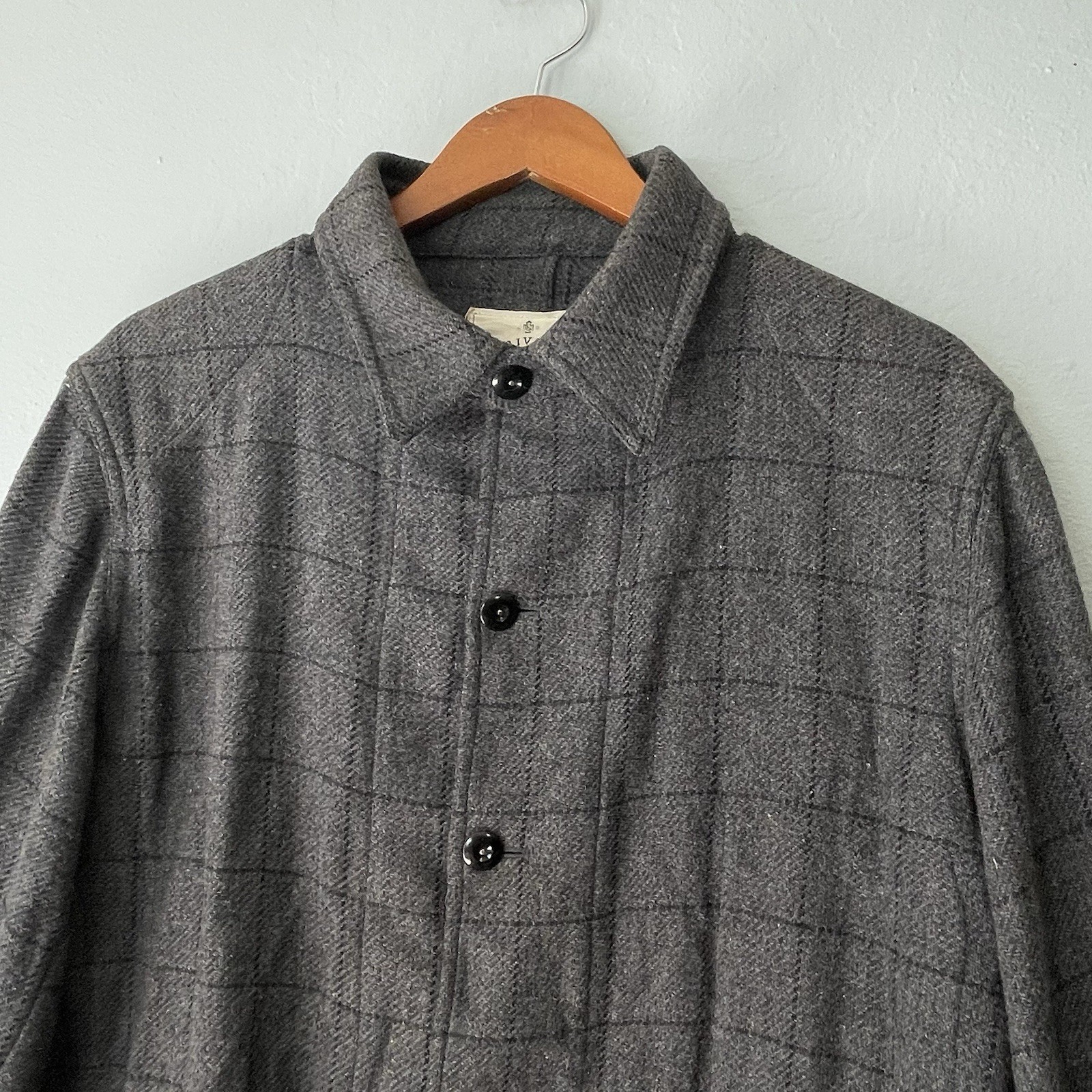 Private White V.C. Overshirt Jacket Grey Wool Tweed Size 6 England