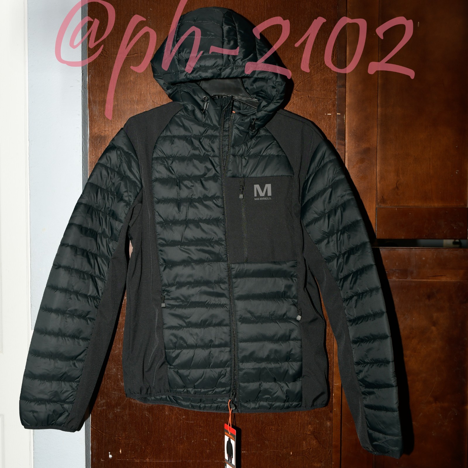size S-XXL Merrell Mens Hooded Mixed Media Puffer Softshell Jacket , Nwt