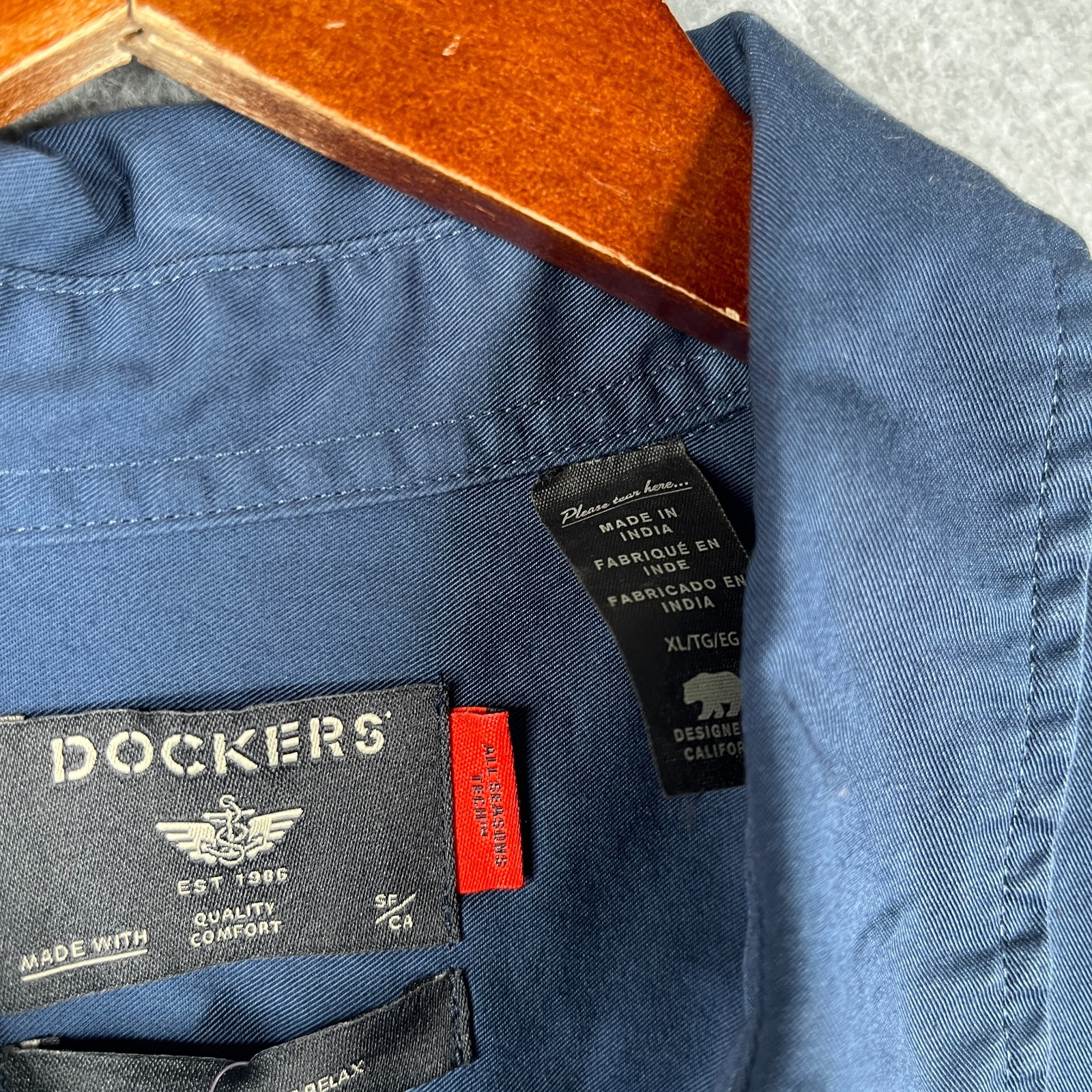 Dockers Shirt Jacket Mens XL Navy Blue Snap All Season Tech Pocket New NWT