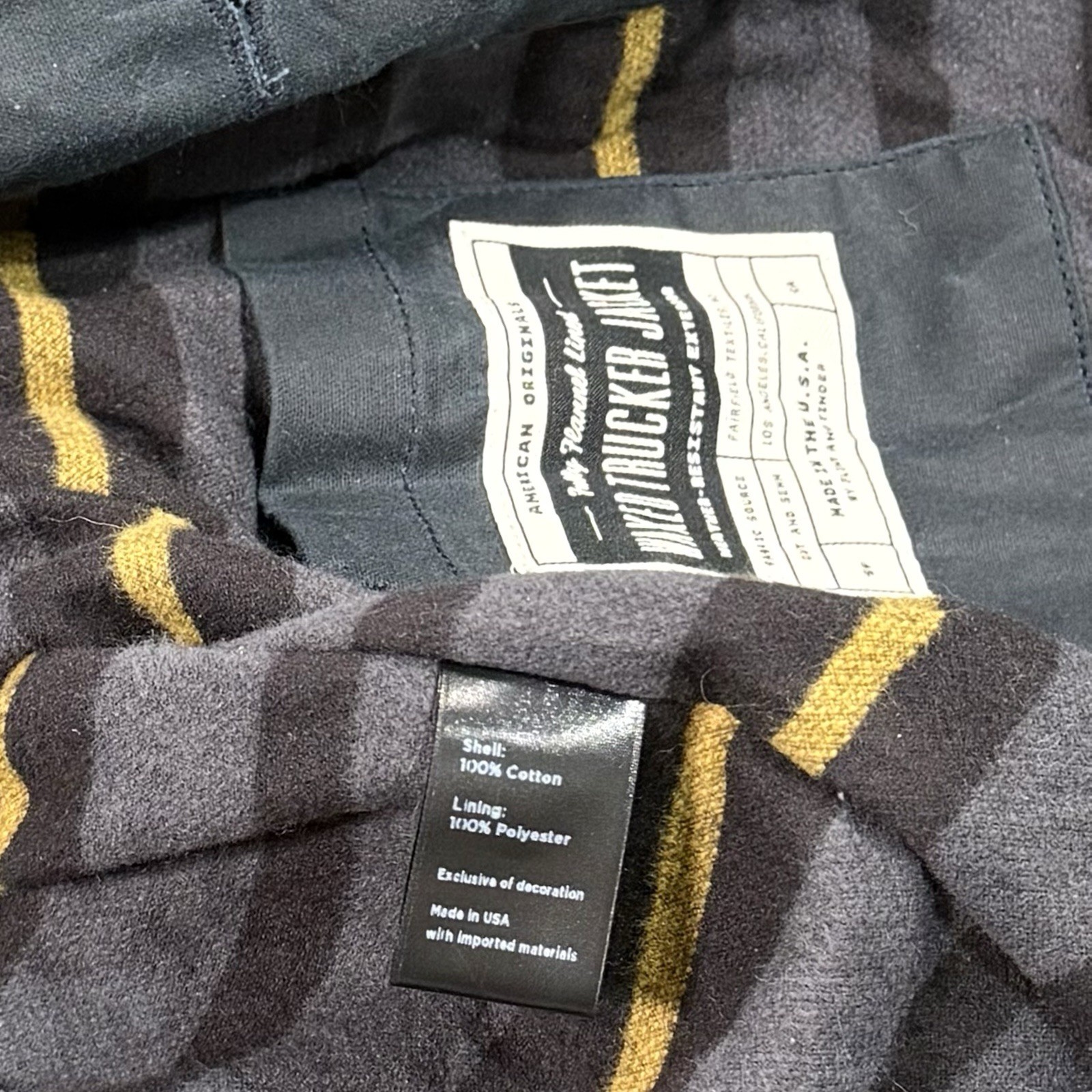 Flint And Tinder Flannel Lined Waxed Trucker Jacket XXL Dark Navy Huckberry 2XL