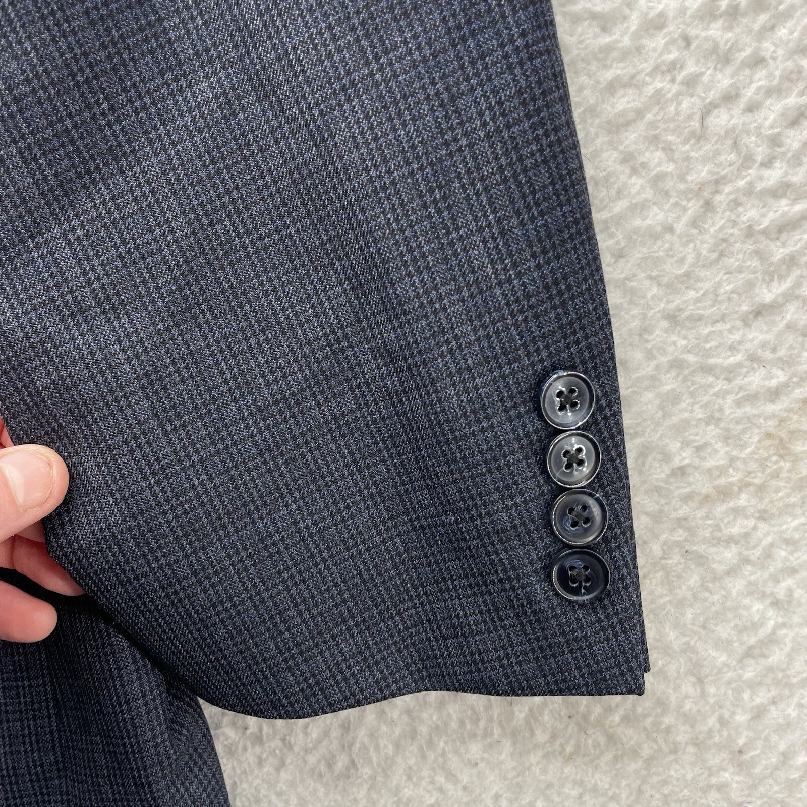 Peter Millar Blazer Mens 46R Wool Navy Blue Houndstooth Check Double Vent Canada