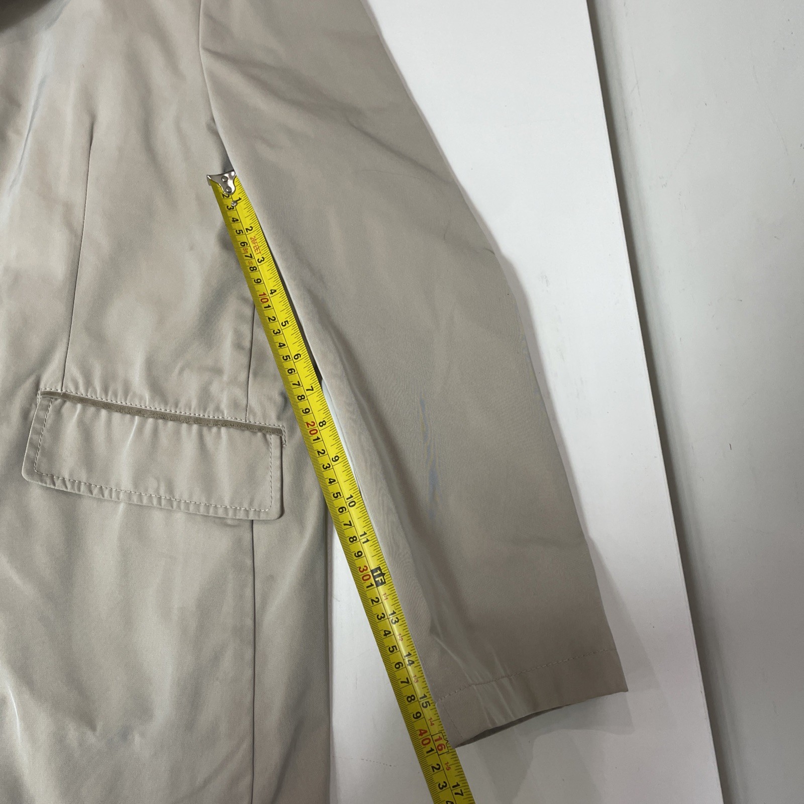 Alfred Dunhill London Beige Trench Coat Mac Cream Mens Size XL Leather Trim