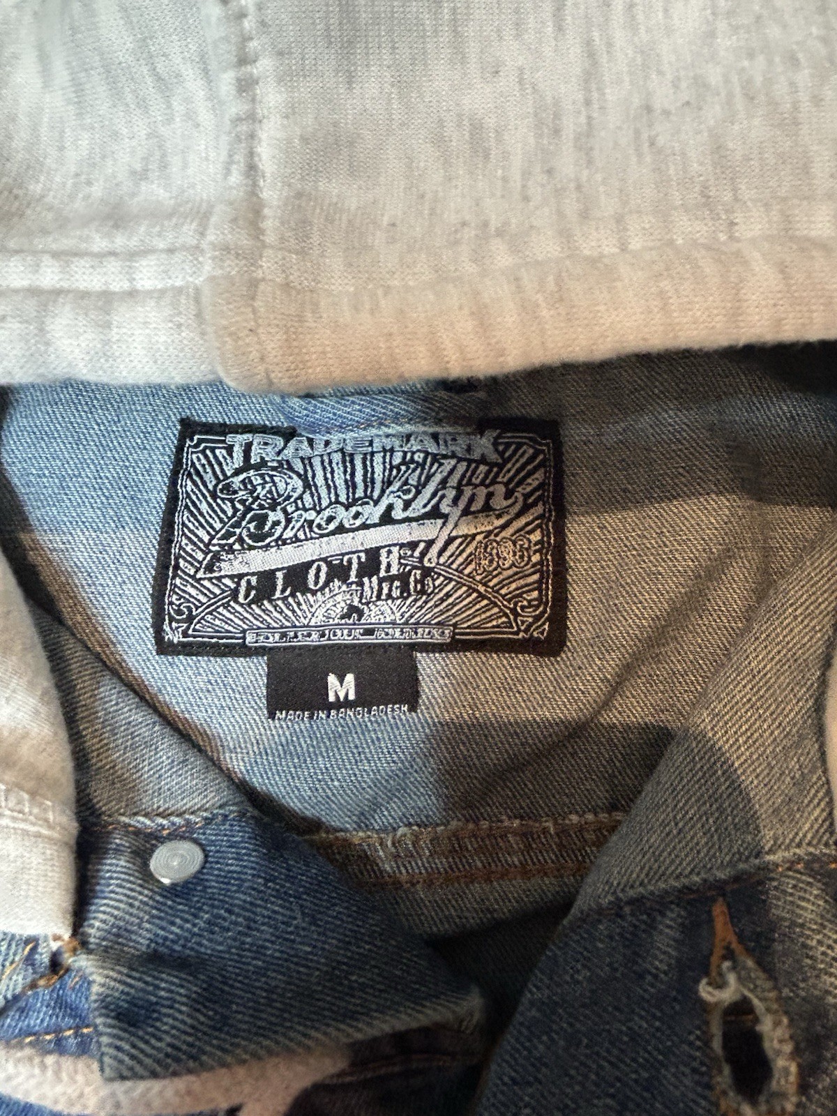 Brooklyn Cloth Button Hood Drawstring Denim Jacket Blue Gray Men’s Mid M