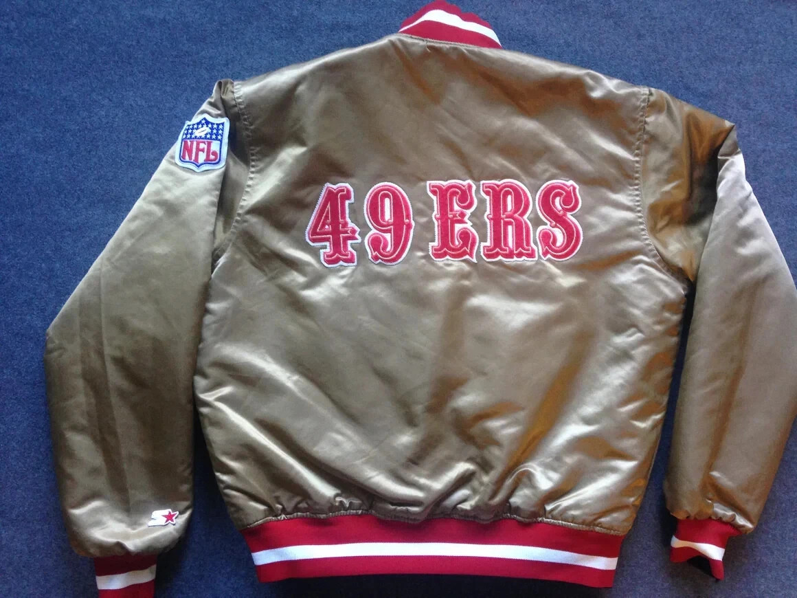 Mens Vintage 80s San Francisco 49ers Bomber Vintage Reversible Gold Jacket