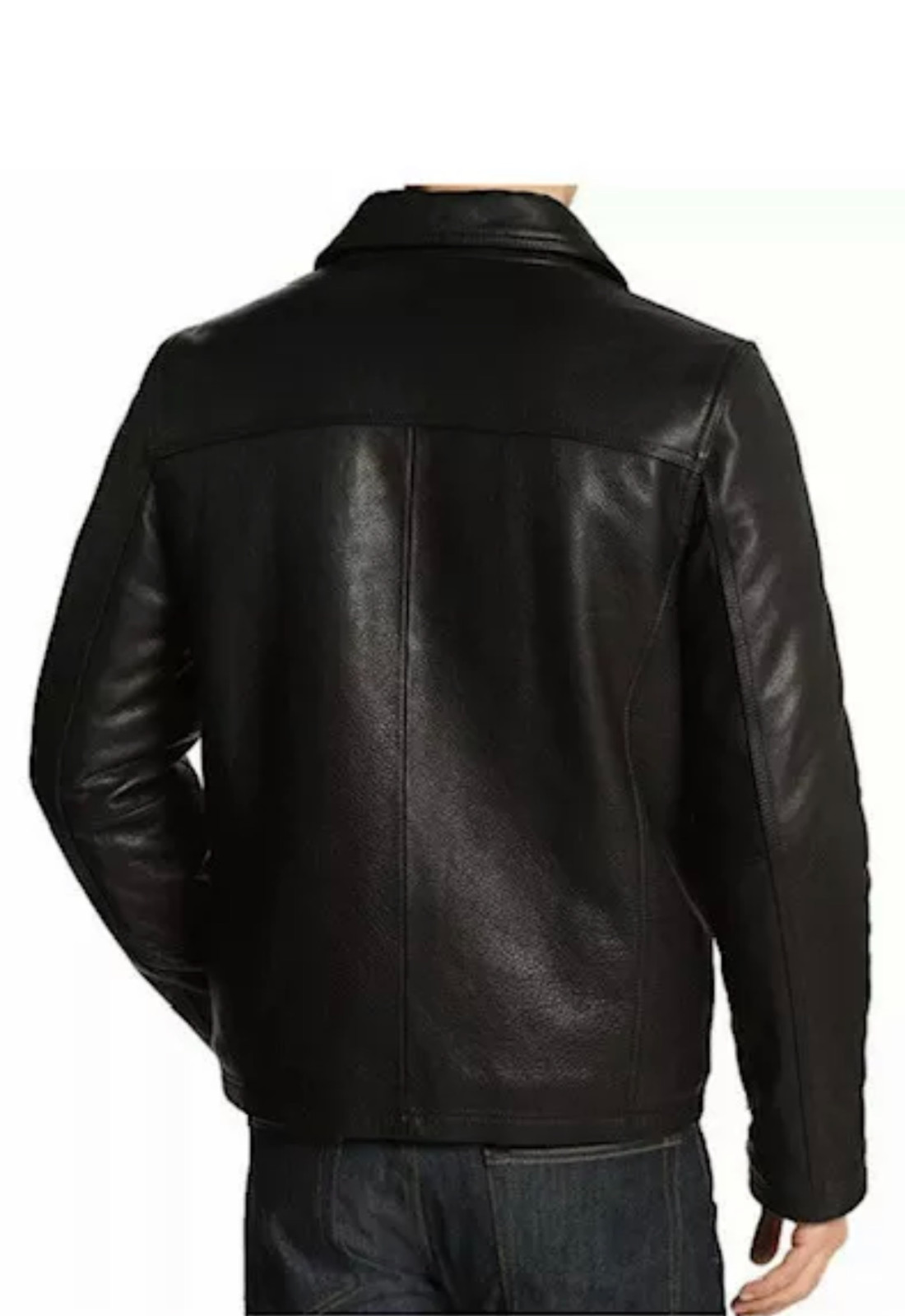 Men’s Genuine Leather Jacket Flight Bomber Coat Black Lined