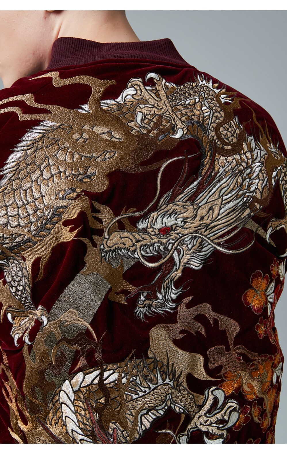 Unique Jacket Embroidered Dragon Baseball Collar Japanese Pattern Sukajan Coat