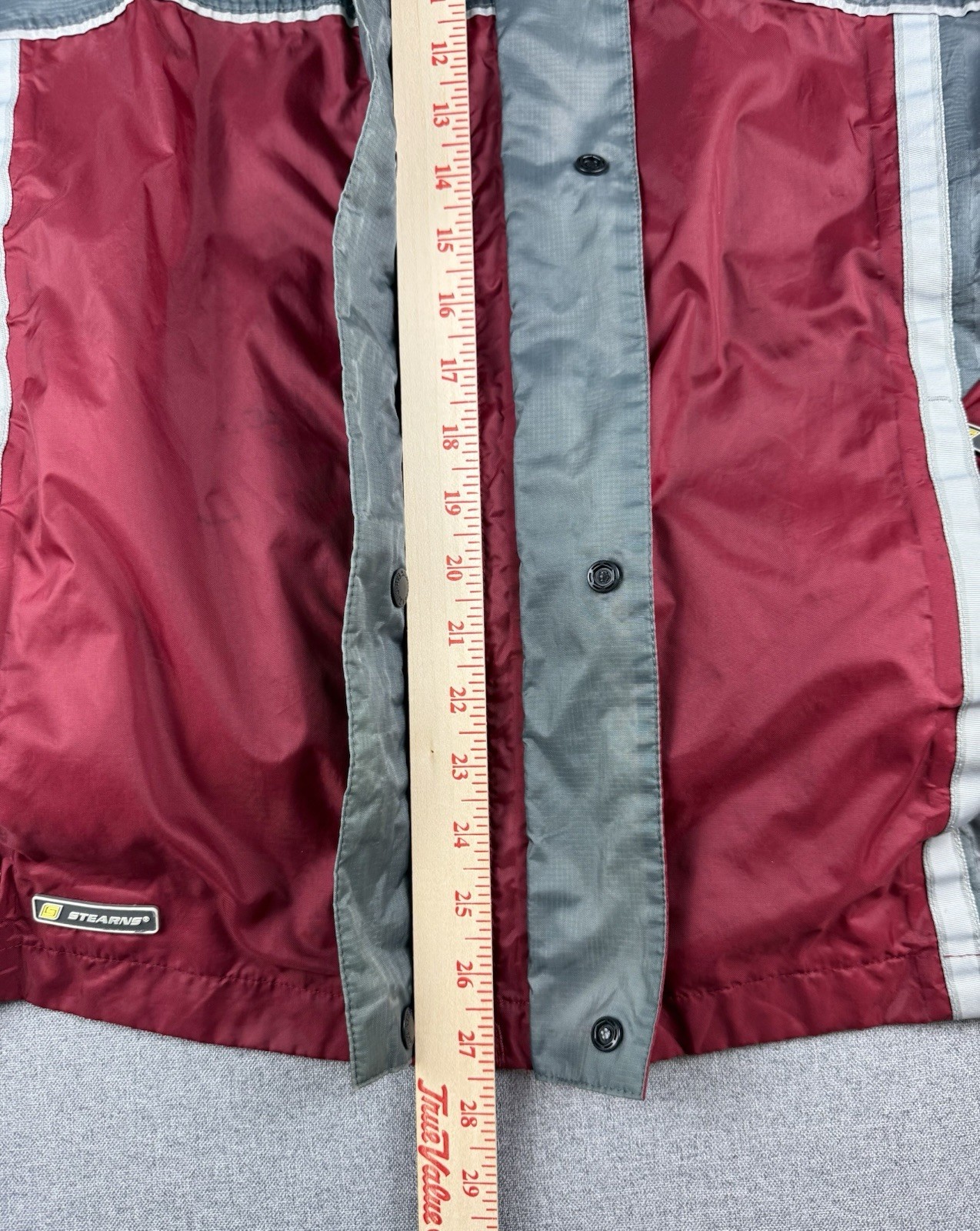 Stearns Dry Wear Hooded Rain Jacket Red Gray Nylon Medium Waterproof