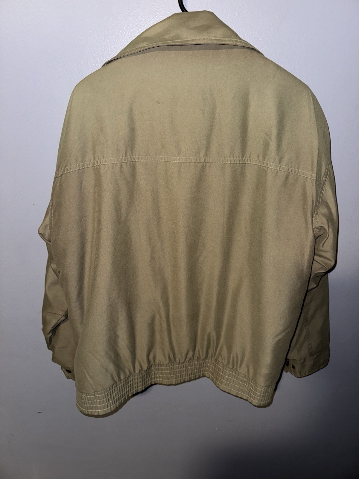 Vintage Camel Trophy Men’s Medium Beige Bomber Jacket Zip Button Spread Collar