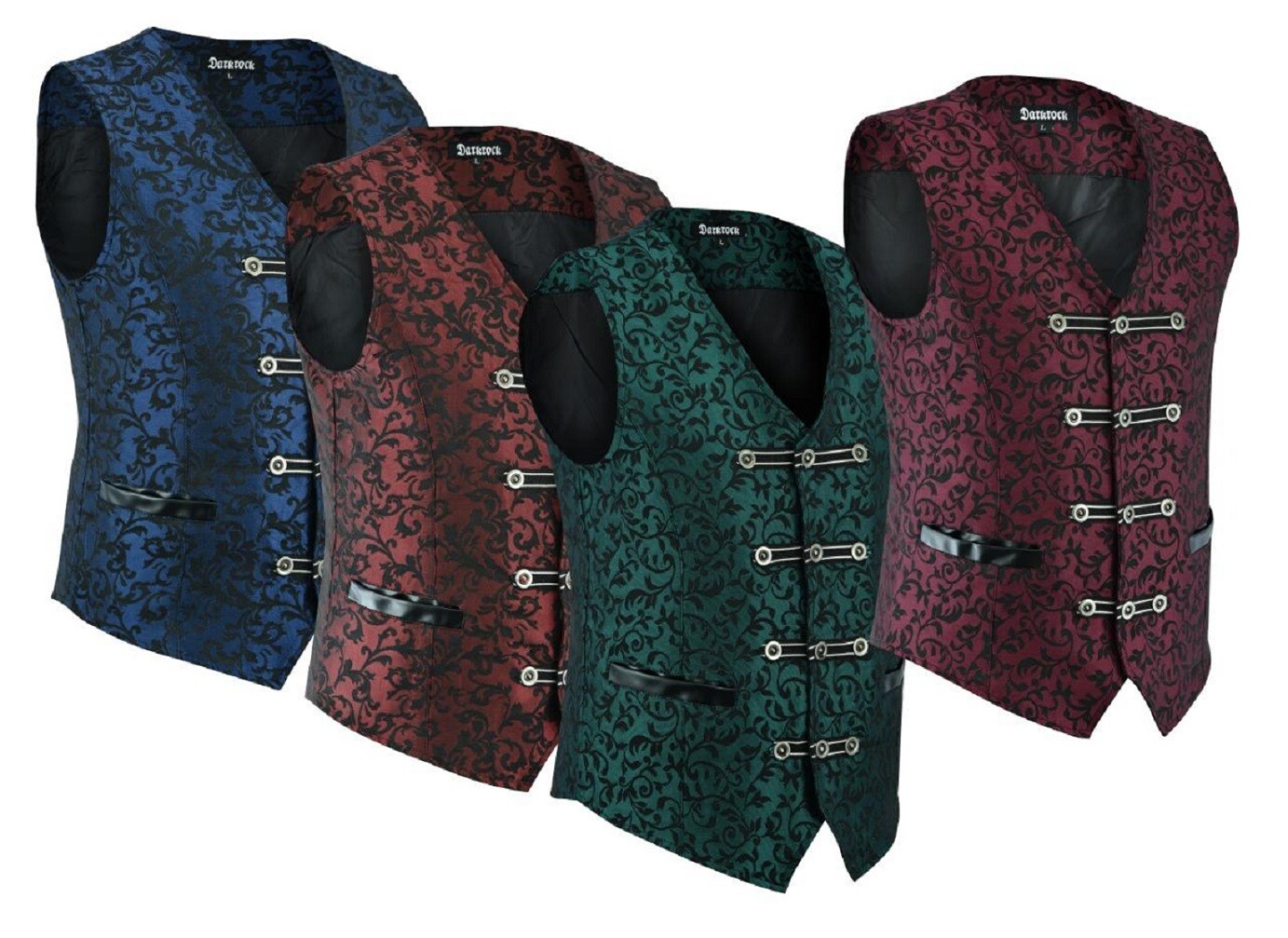 Premium Men’s Vest Waistcoat Green Damask Velvet Goth Steampunk VTG/Brocade Vest