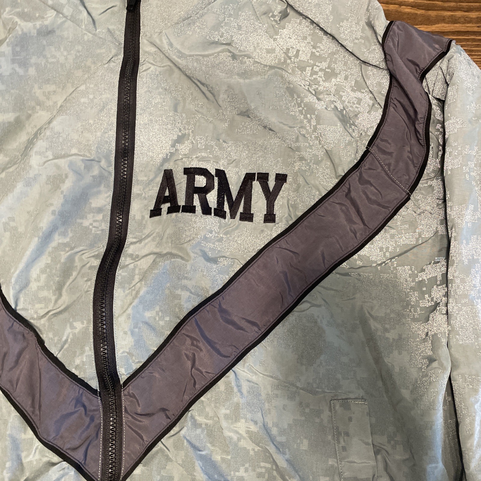 Army Jacket Mens Large Long Full Zipper Digi Gray PT United States