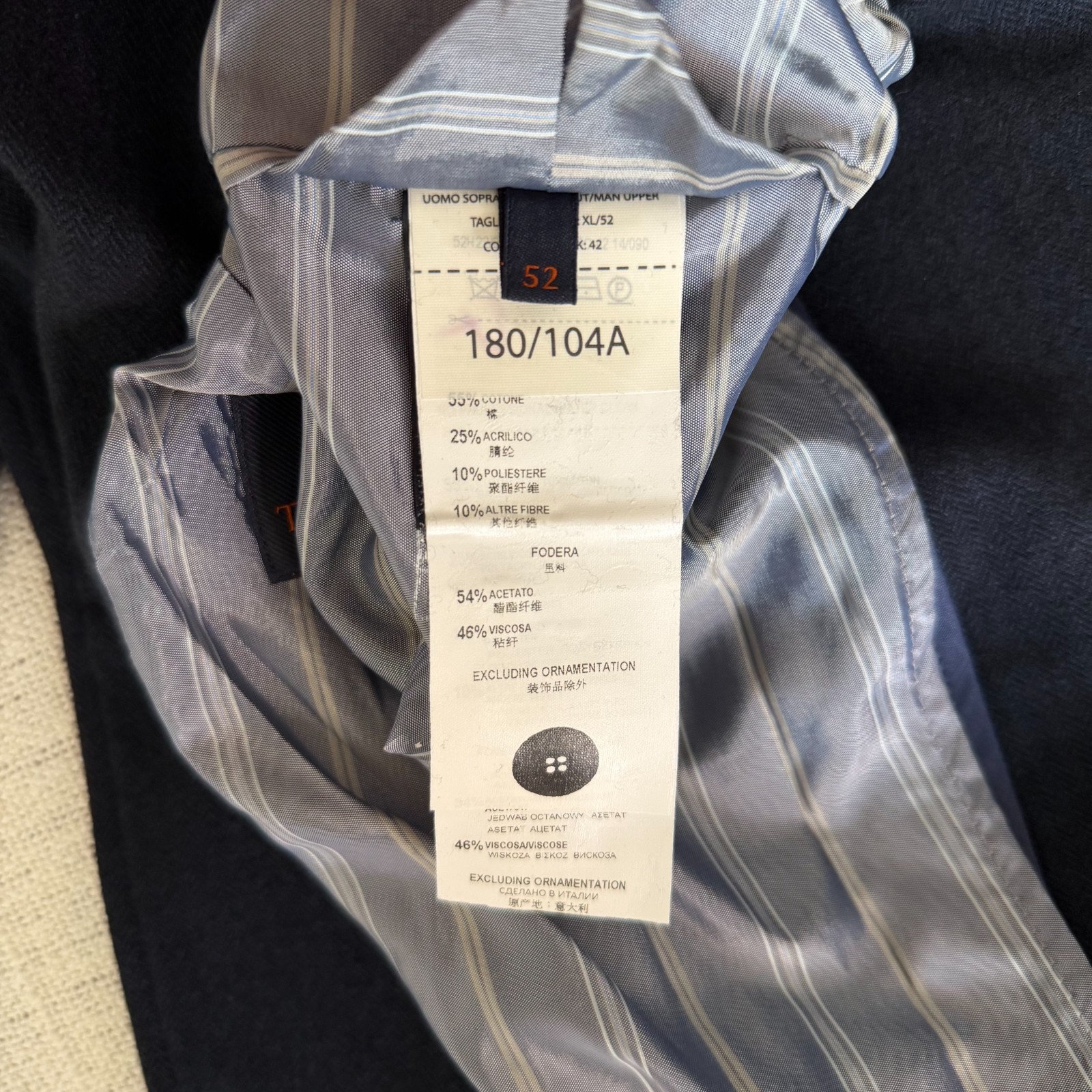 Trussardi Jacket NEW with Tag Men 52 IT – L Dark Blue Lightweight Cotton