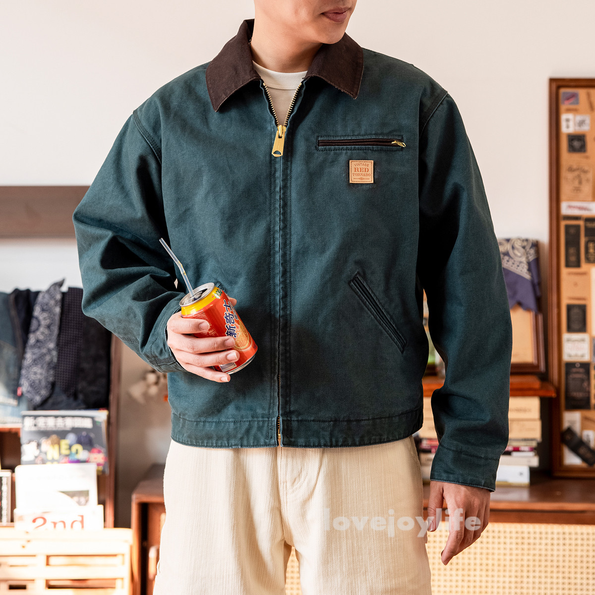 Red Tornado Retro Duck Detroit Jacket Men Classic Workwear Coat Cotton Lined Top