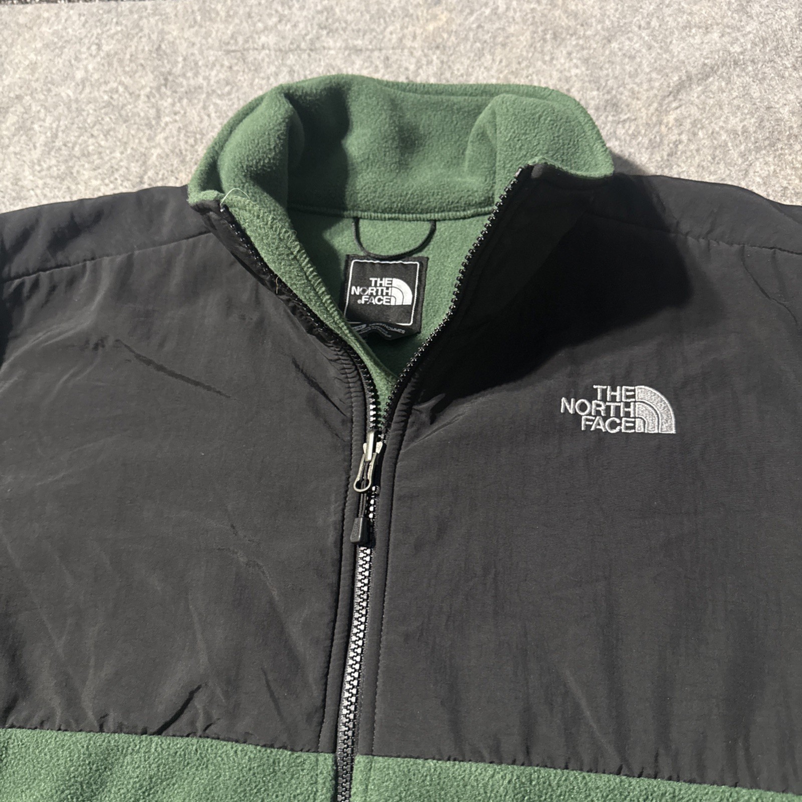 North Face Full Zip Jacket Mens M Fleece Soft Shell Toggle Mock Neck Logo Green