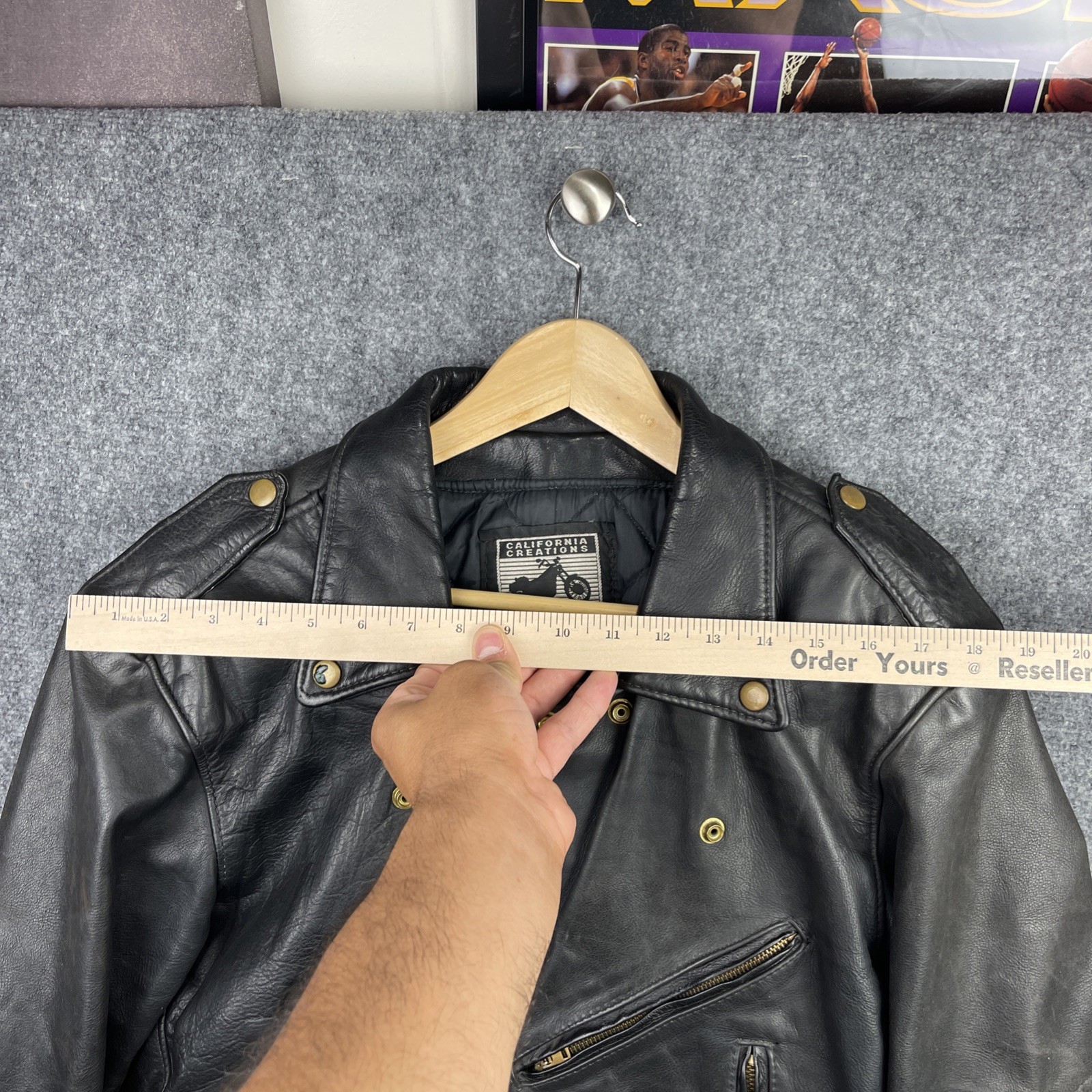 Vintage California Creations Leather Jacket Mens 40 Black Motorcycle Lace Sides