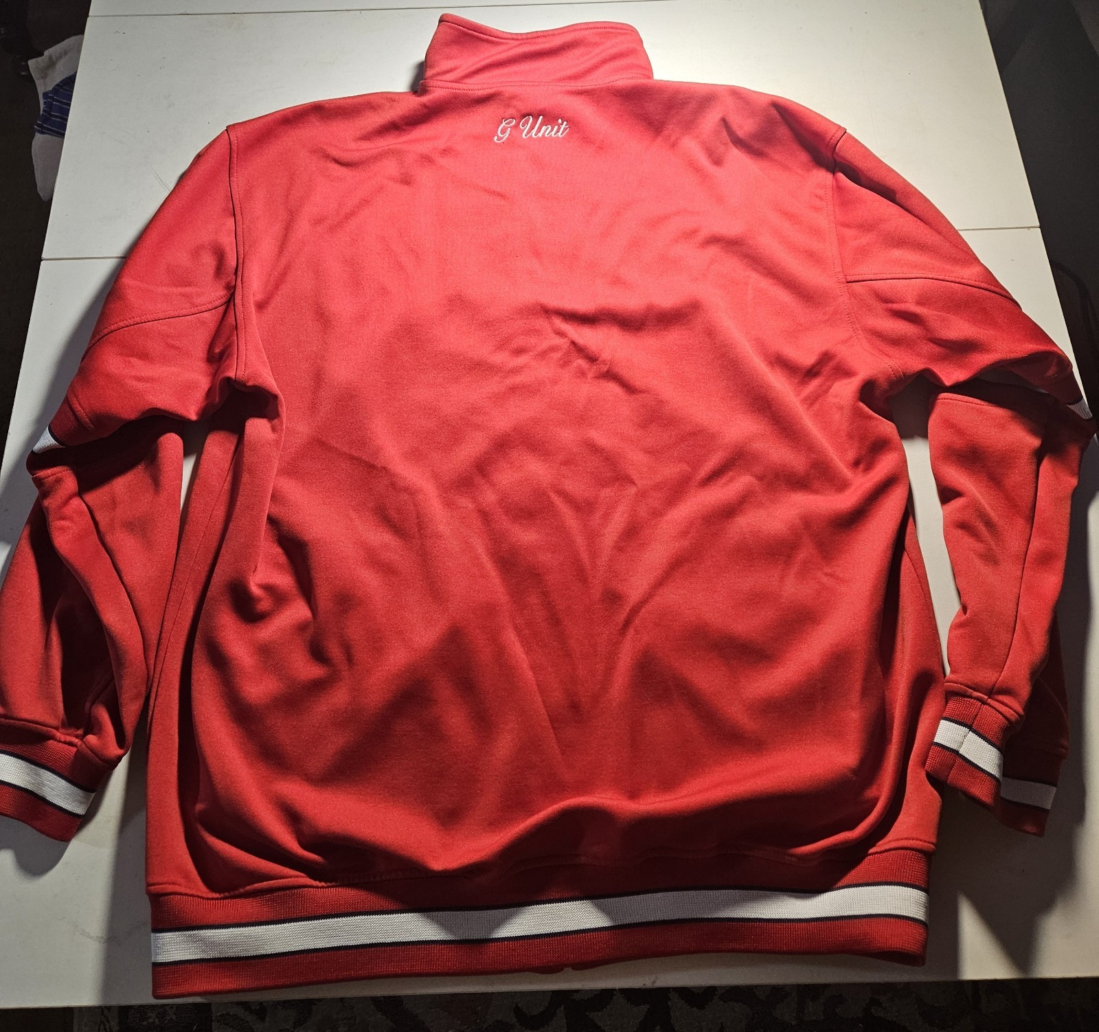 Vintage Red White G Unit Heavyweight Embroidered Full Zip Jacket 2XL Nice