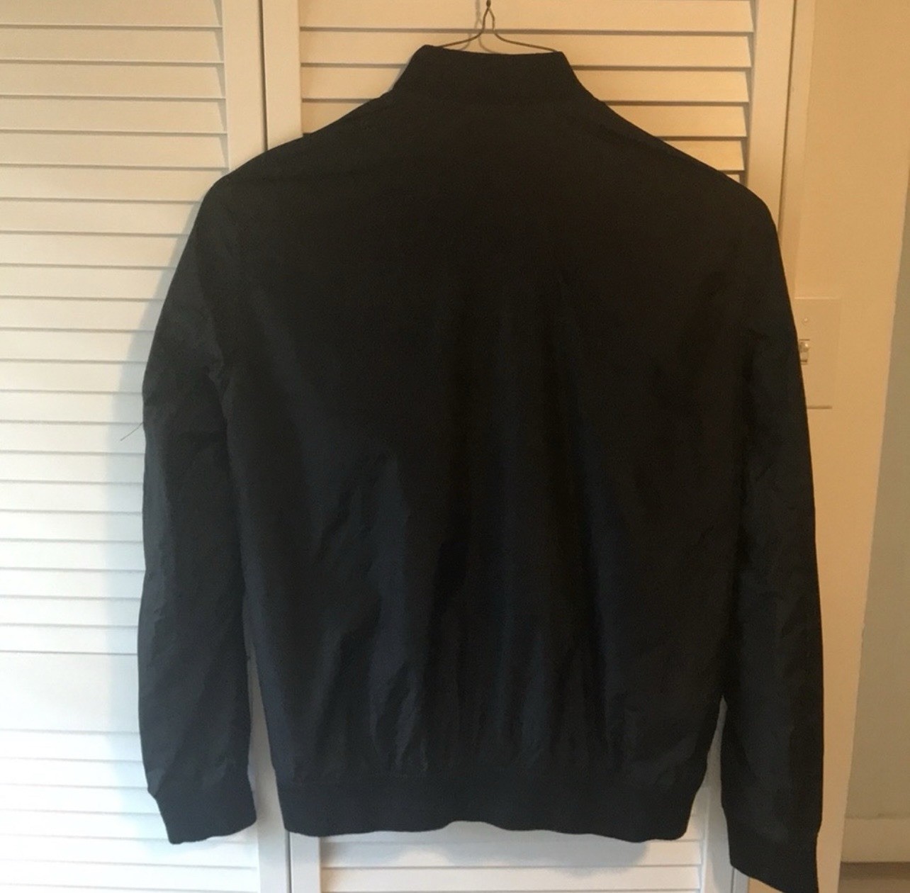 ANDEW Men’s Black Bomber Jacket Full Zip Pockets Stand-Up Collar Size M