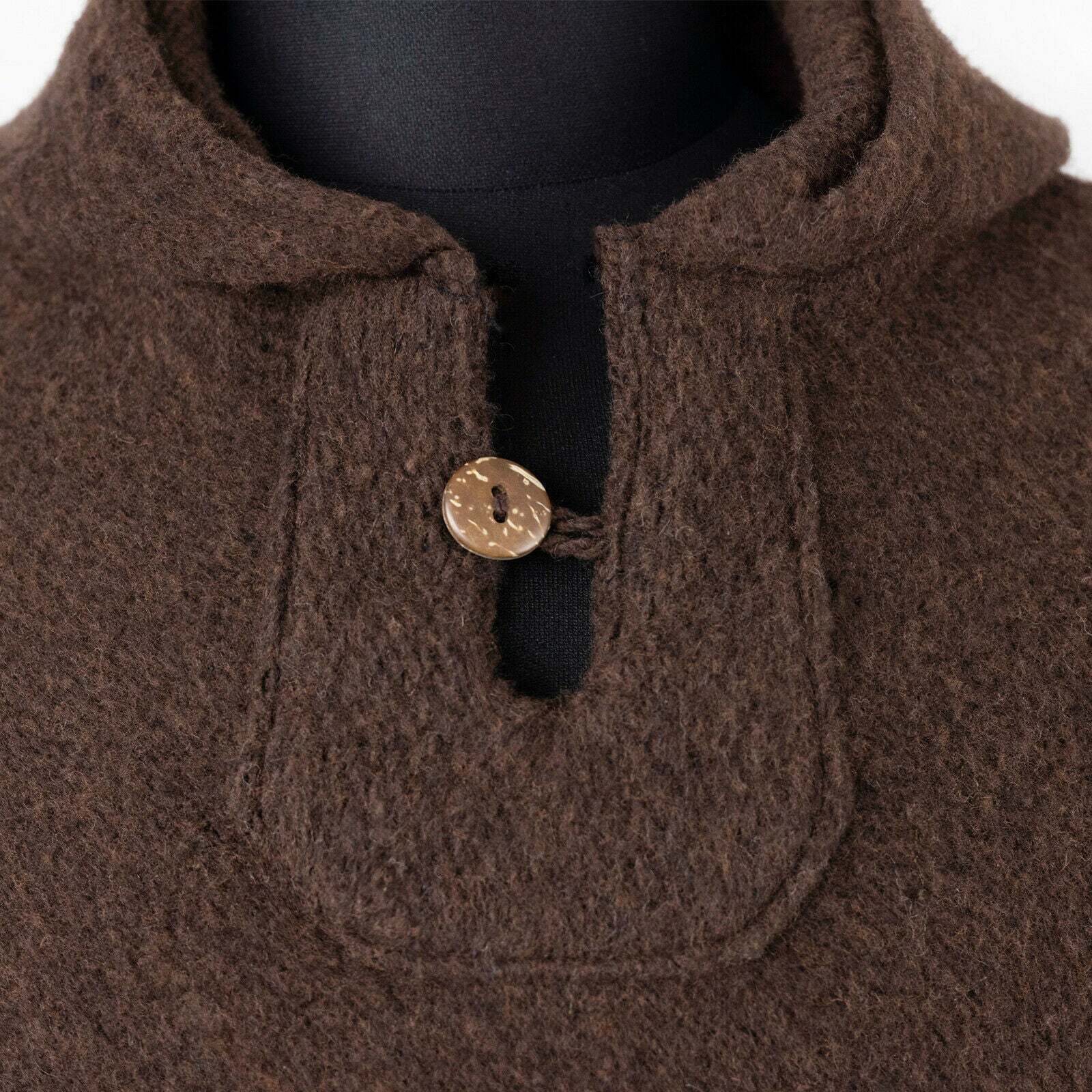 Surfers Poncho with hood and pocket llama wool ALL SEASONS UNISEX – BROWN