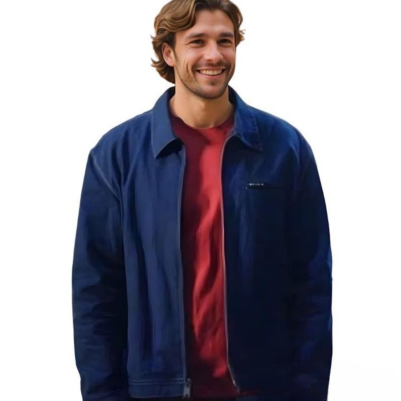 Blue Cotton Jacket For Men Casual Jacket Outfit
