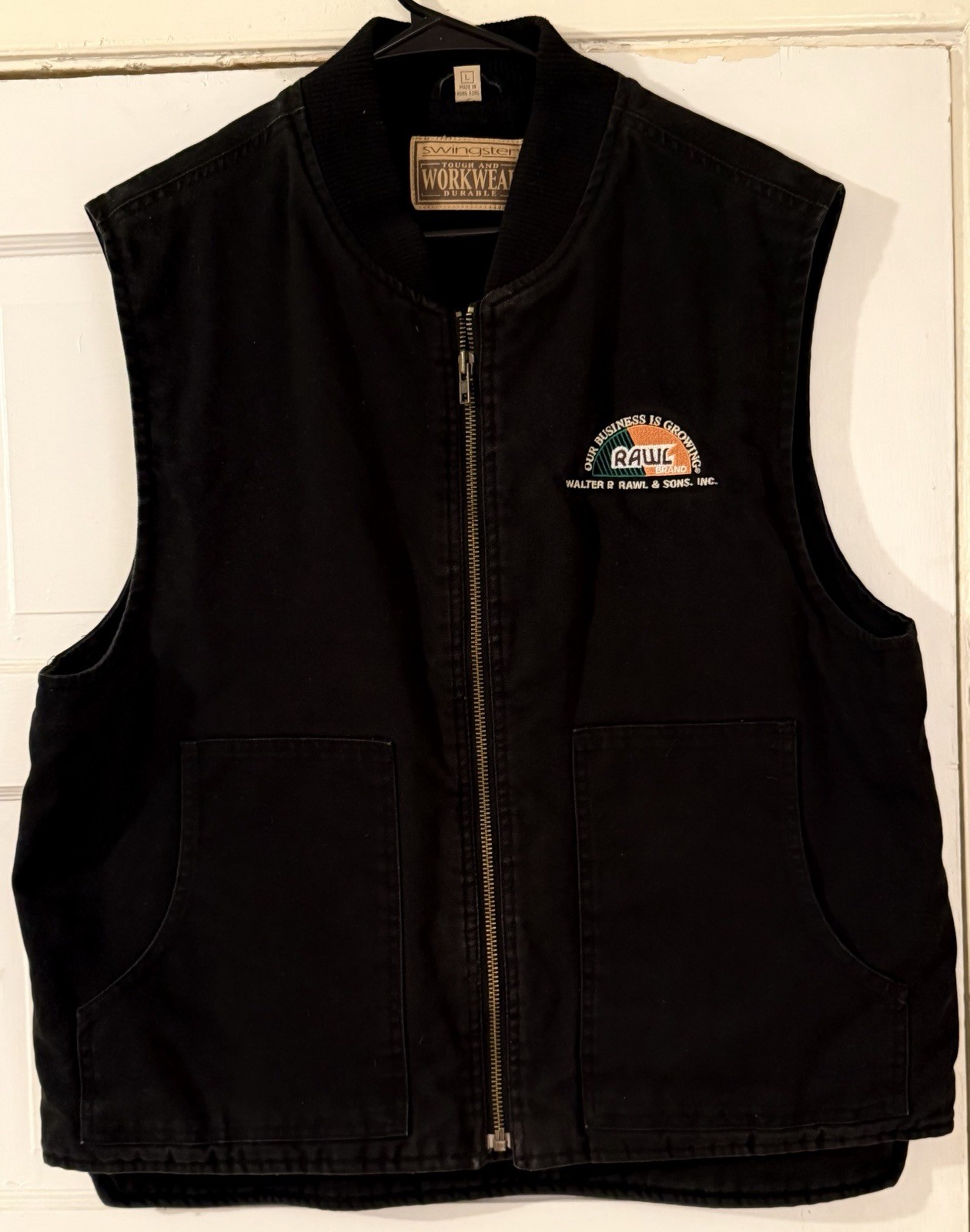 Vintage Swingster Workwear Canvas Vest – «Our Business Is Growing» (Rawl Brand)