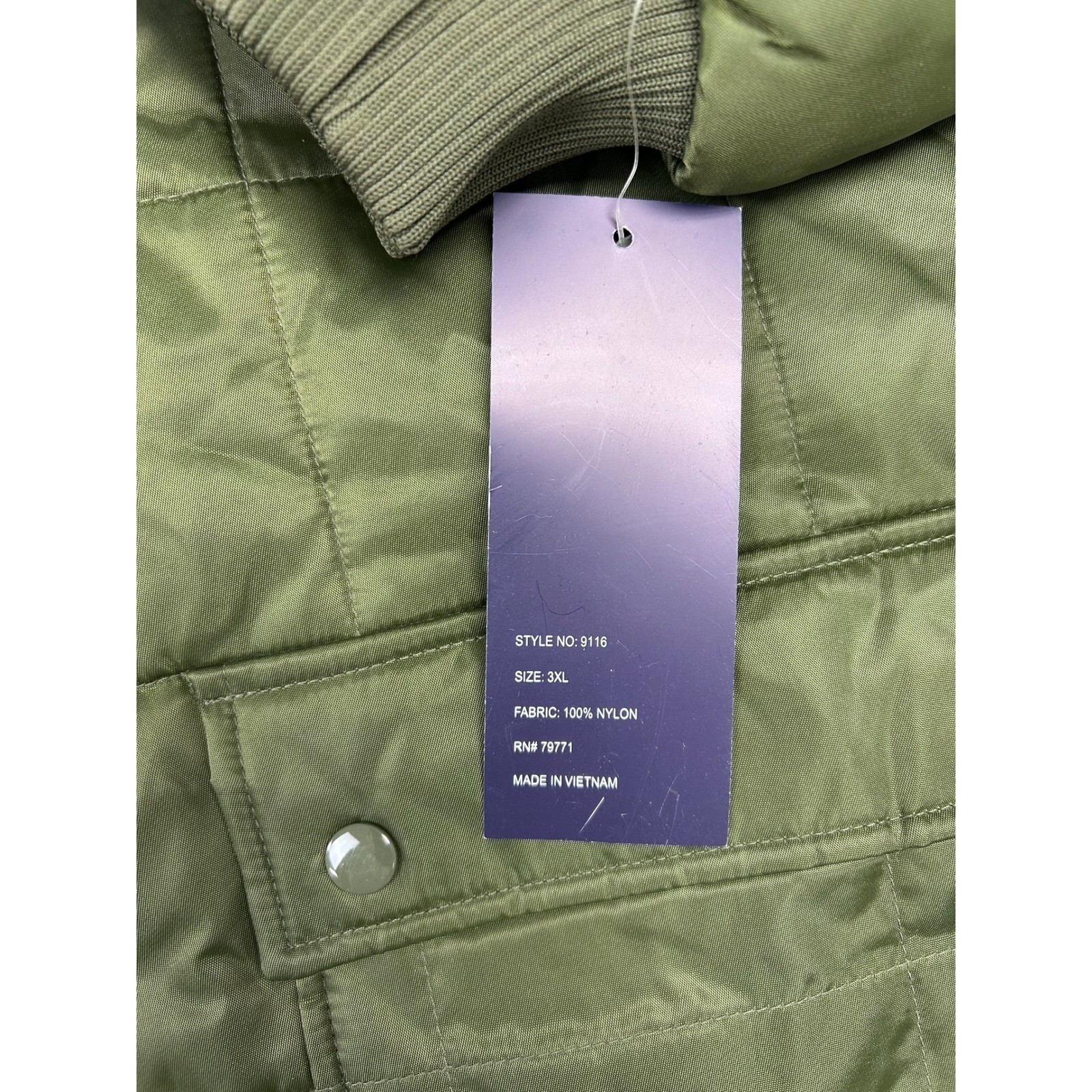 VTG Jordan Craig Olive Green Quilted Puffer Jacket Men’s Size 3XL Nylon NEW