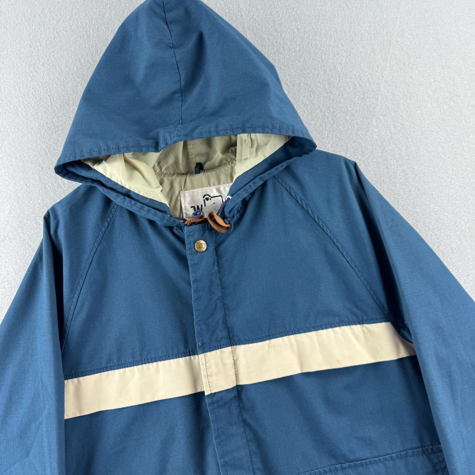 Vintage Woolrich Jacket Mens Large Blue Full Zip Hooded Windbreaker 80s 90s USA