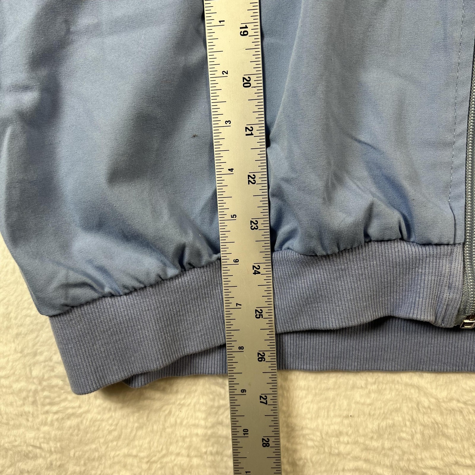 John Blair Vintage Jacket Mens XL Blue Short Sleeve Zip Front Harrington Style
