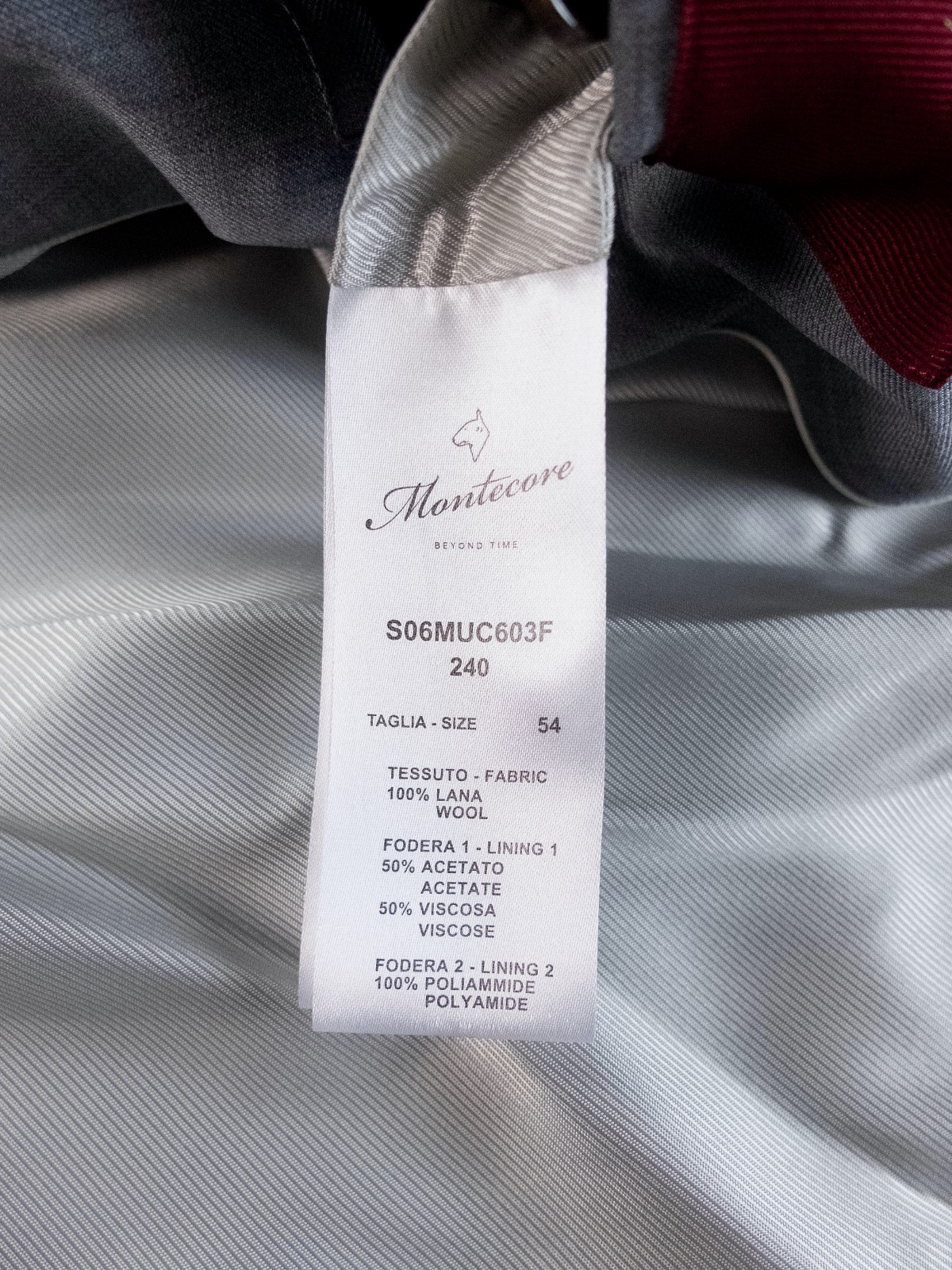 (NO CUSTOMS TAX) MONTECORE Italy gray hooded wool jacket Size XXL authentic