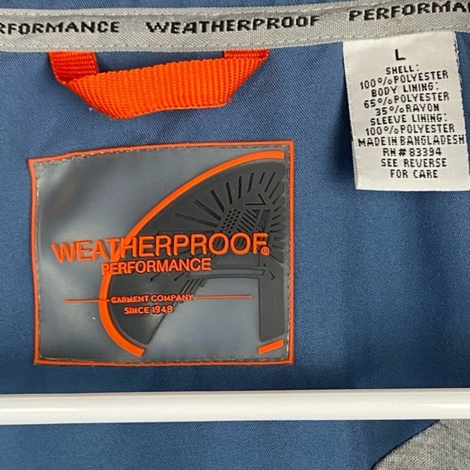 Weatherproof Performance Jacket Mens Large Blue Full Zip Lightweight Casual