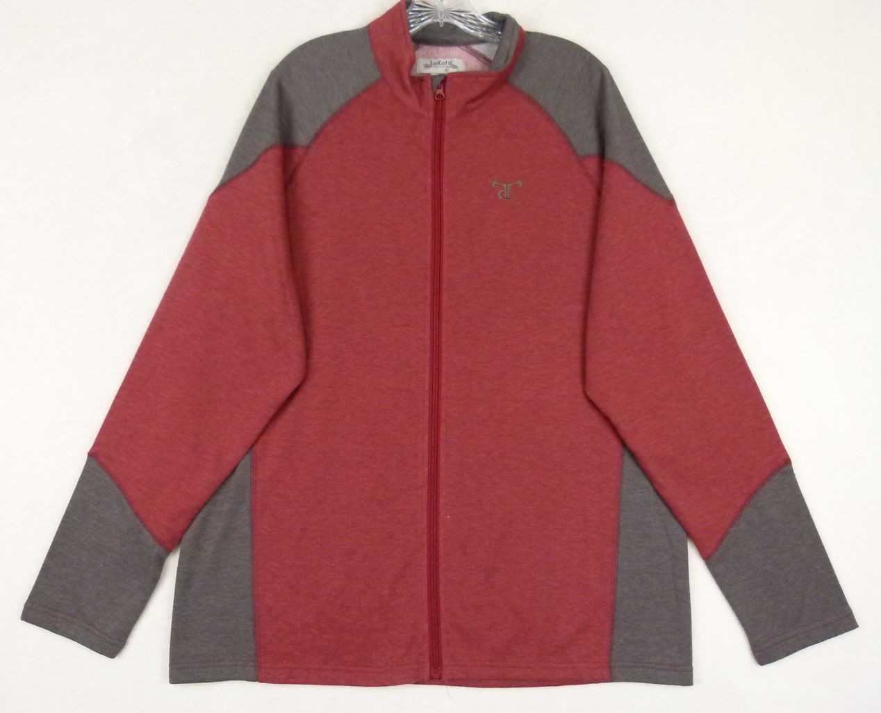 LaKota Men’s Large Red Solid Windbreaker Polyester Jacket Full Zip