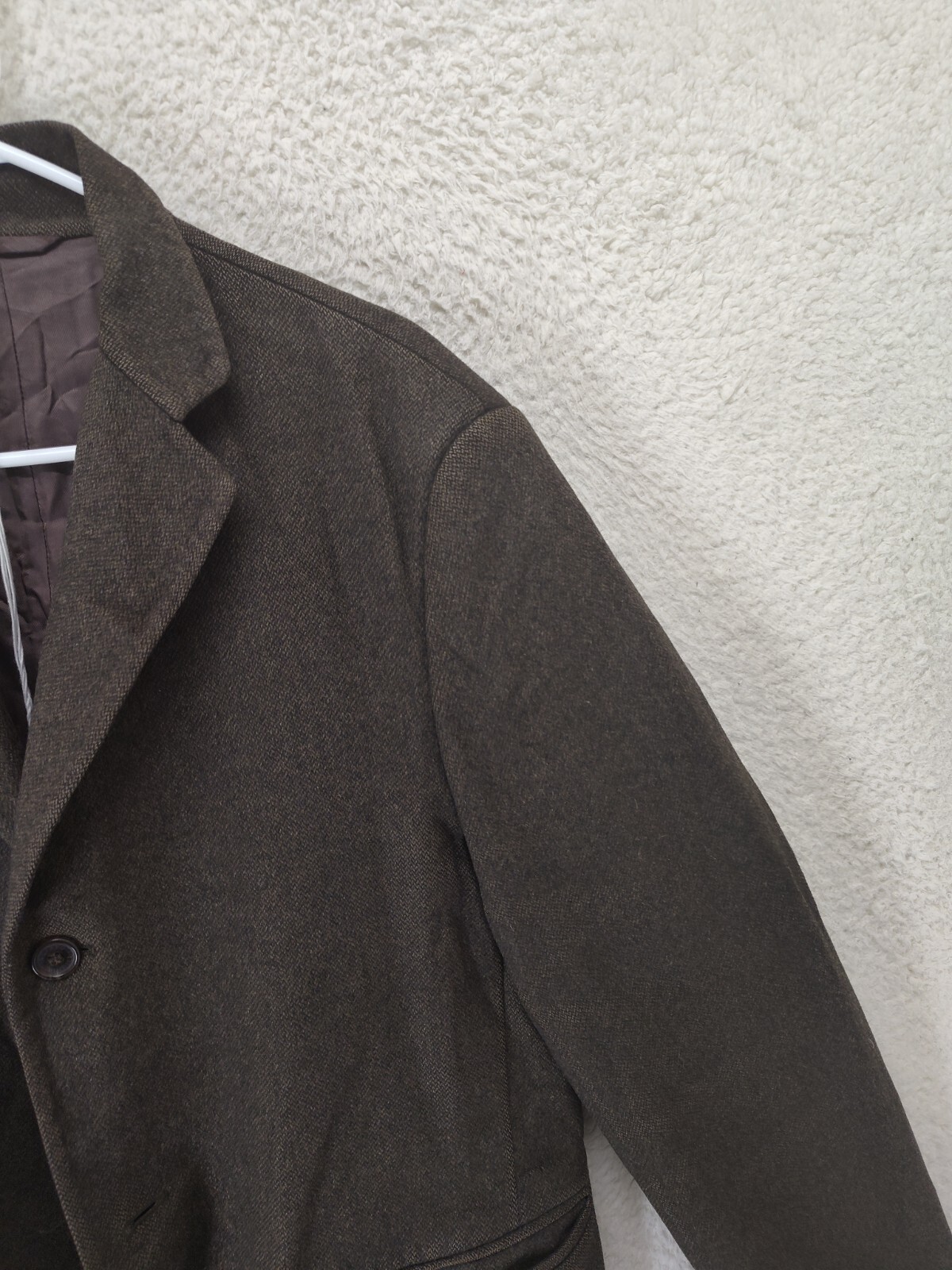 Dunhill Men Jacket 44 Brown Wool Blend Long Sleeve Regular Fit Long Overcoat