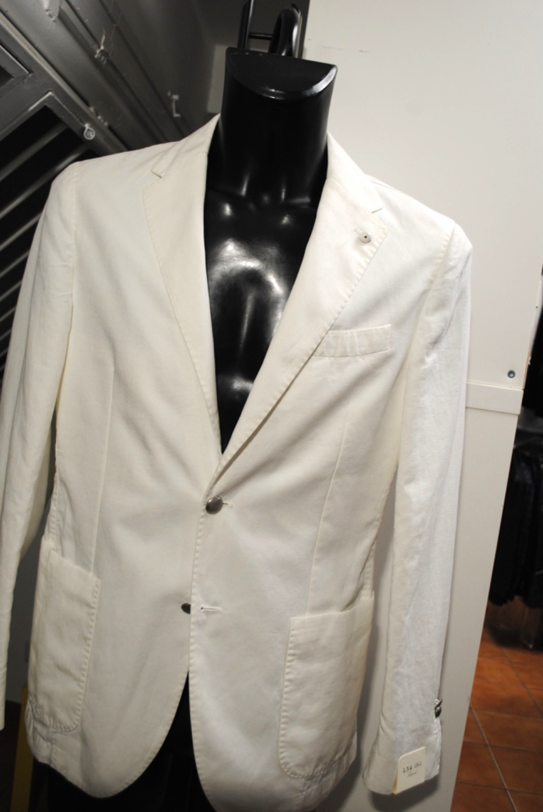 L.B.M. LUIGI BIANCHI MANTOVA JACKET SIZE 48 493.00 COTTON + LINEN + LYOCELL CARD